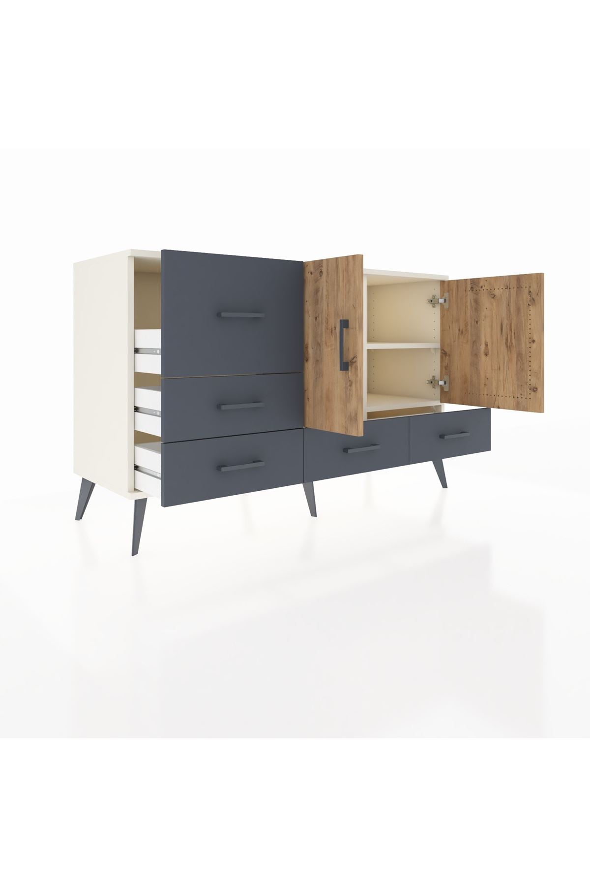 Kronos Konsol 4 Raflı 5 Çekmeceli 2 Kapaklı 132x59x83 - S606M047V02C