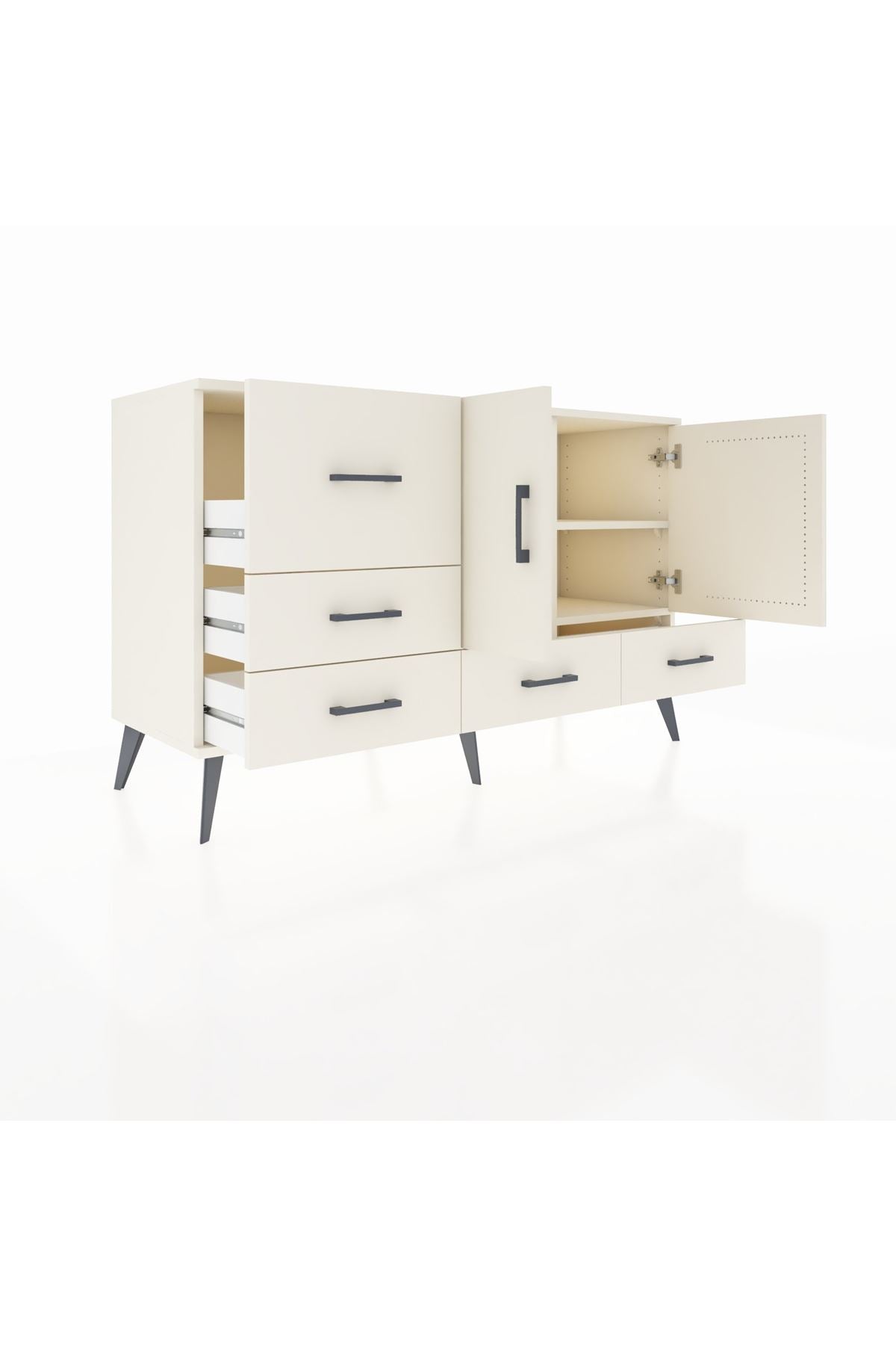 Kronos Konsol 4 Raflı 5 Çekmeceli 2 Kapaklı 132x59x83 - S606M047V04C