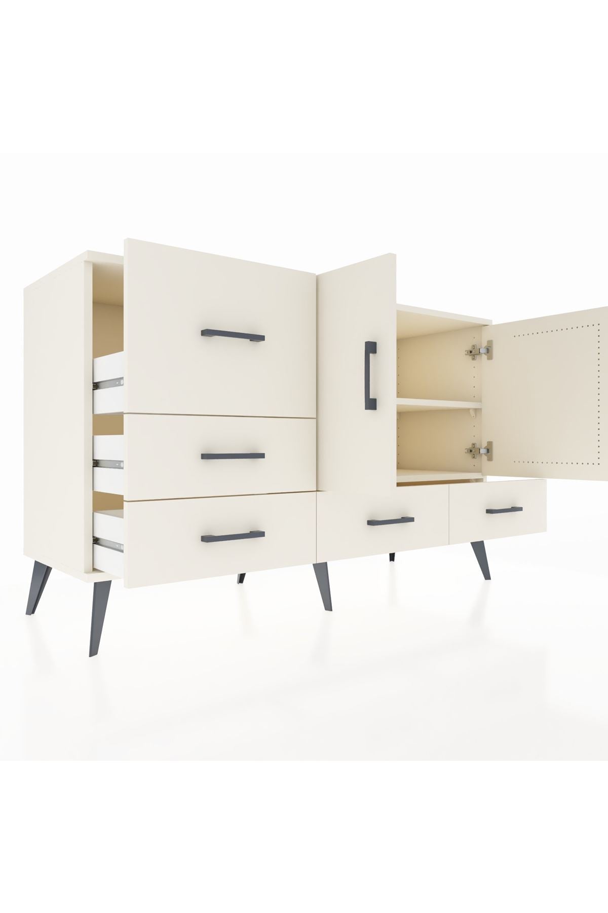 Kronos Konsol 4 Raflı 5 Çekmeceli 2 Kapaklı 132x59x83 - S606M047V04C
