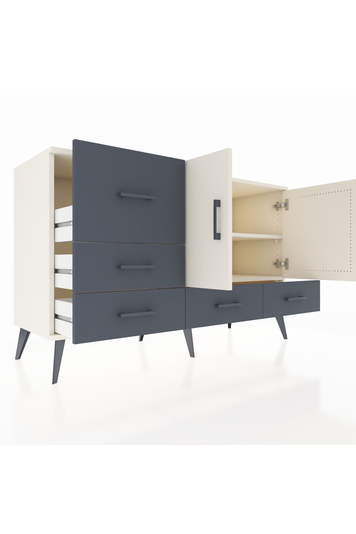 Kronos Konsol 4 Raflı 5 Çekmeceli 2 Kapaklı 132x59x83 - S606M047V05C
