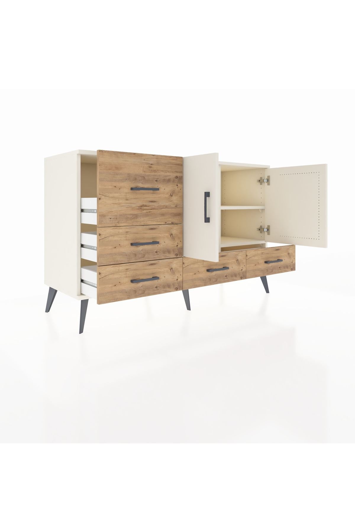 Kronos Konsol 4 Raflı 5 Çekmeceli 2 Kapaklı 132x59x83 - S606M047V06C