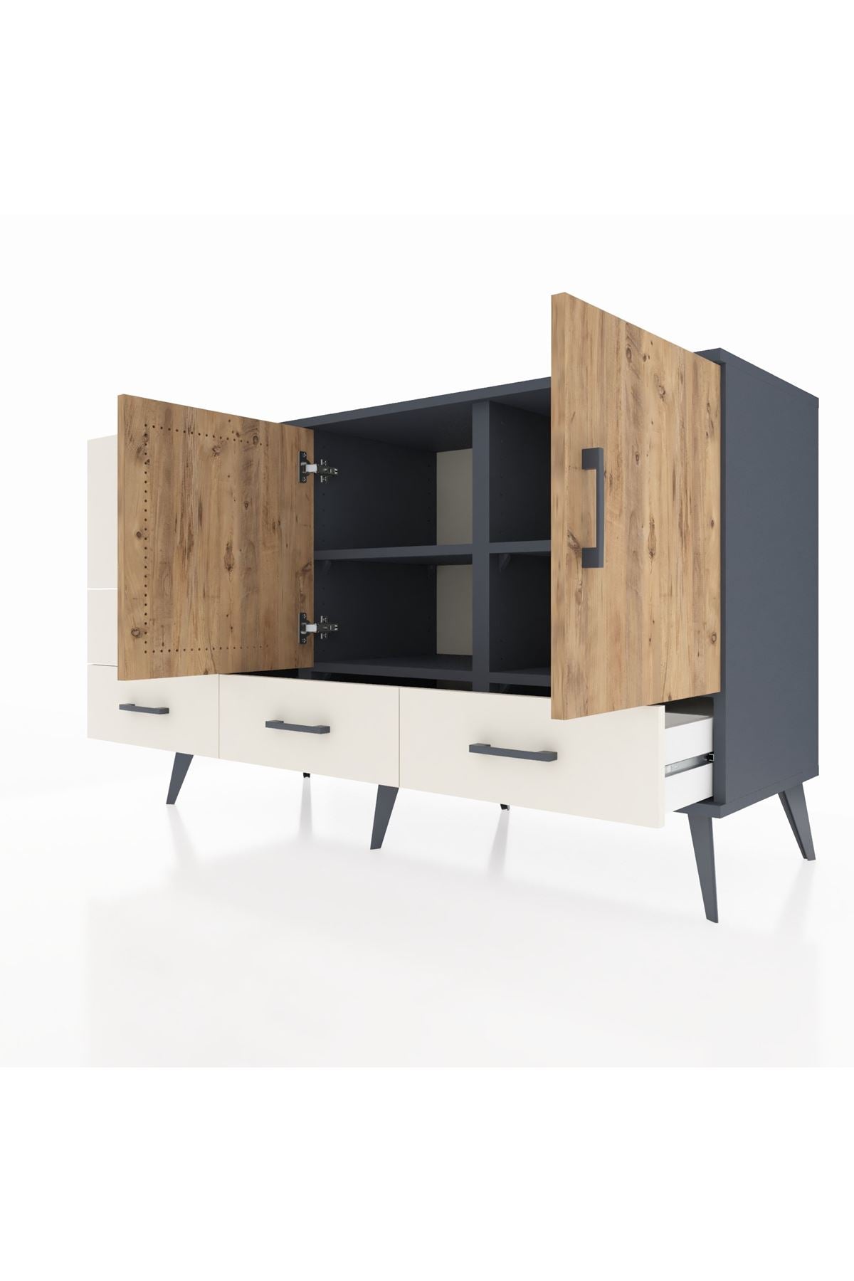 Kronos Konsol 4 Raflı 5 Çekmeceli 2 Kapaklı 132x59x83 - S606M047V10C