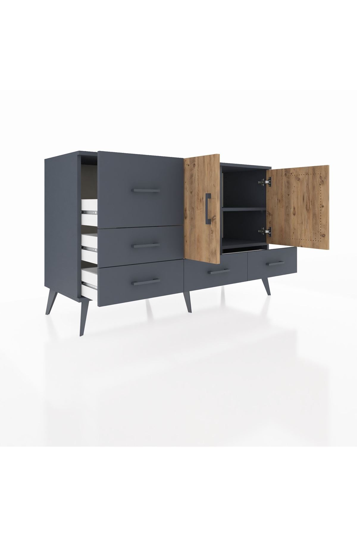 Kronos Konsol 4 Raflı 5 Çekmeceli 2 Kapaklı 132x59x83 - S606M047V11C