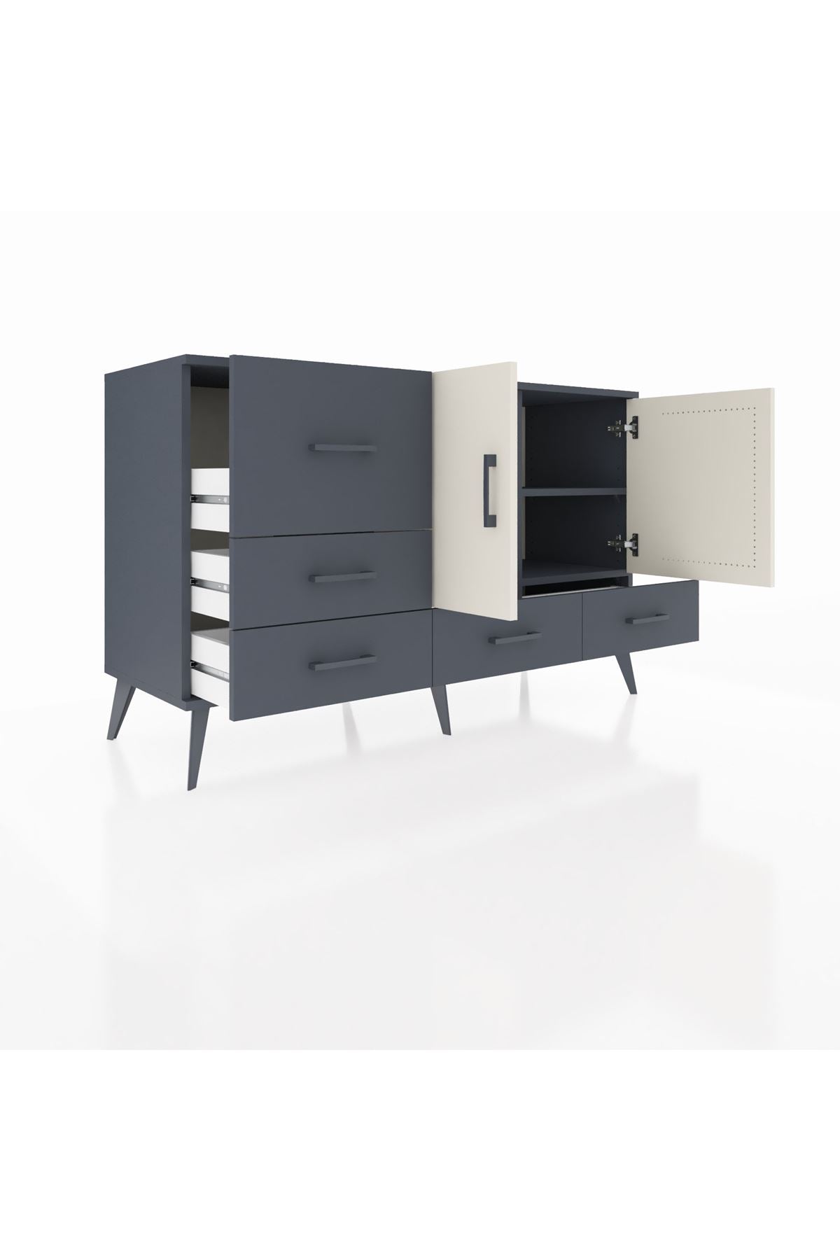 Kronos Konsol 4 Raflı 5 Çekmeceli 2 Kapaklı 132x59x83 - S606M047V14C