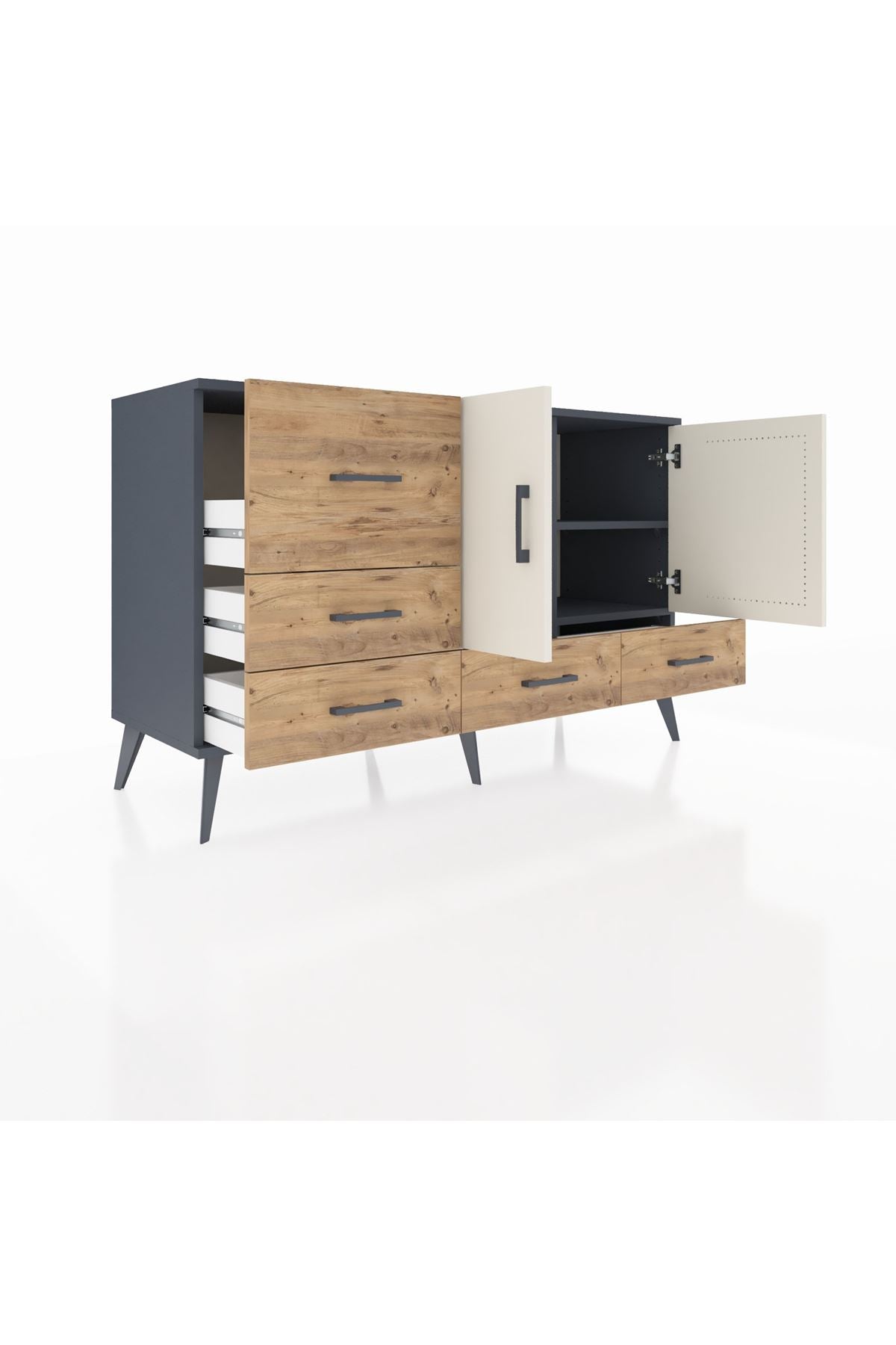 Kronos Konsol 4 Raflı 5 Çekmeceli 2 Kapaklı 132x59x83 - S606M047V15C