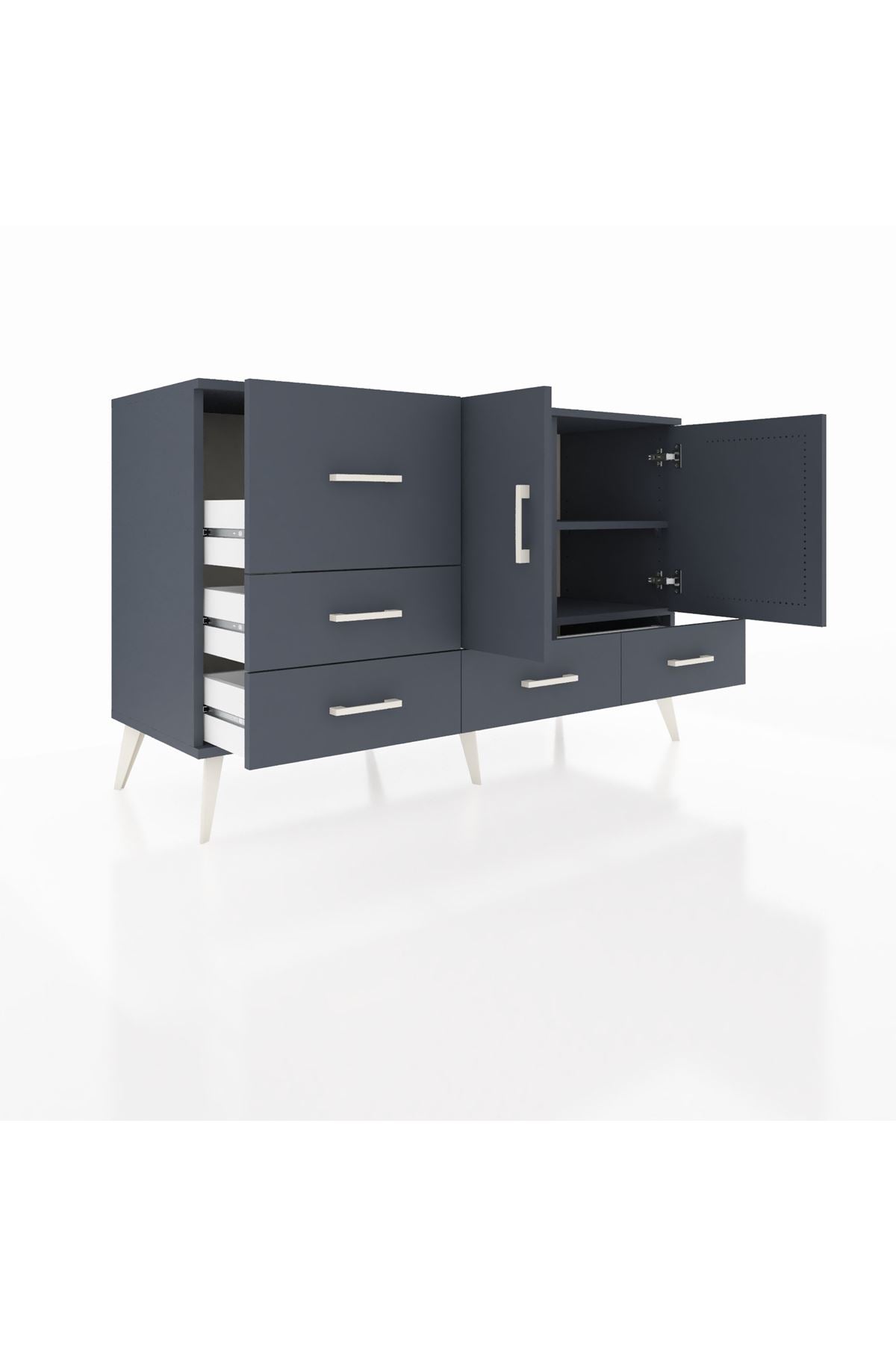 Kronos Konsol 4 Raflı 5 Çekmeceli 2 Kapaklı 132x59x83 - S606M047V17C