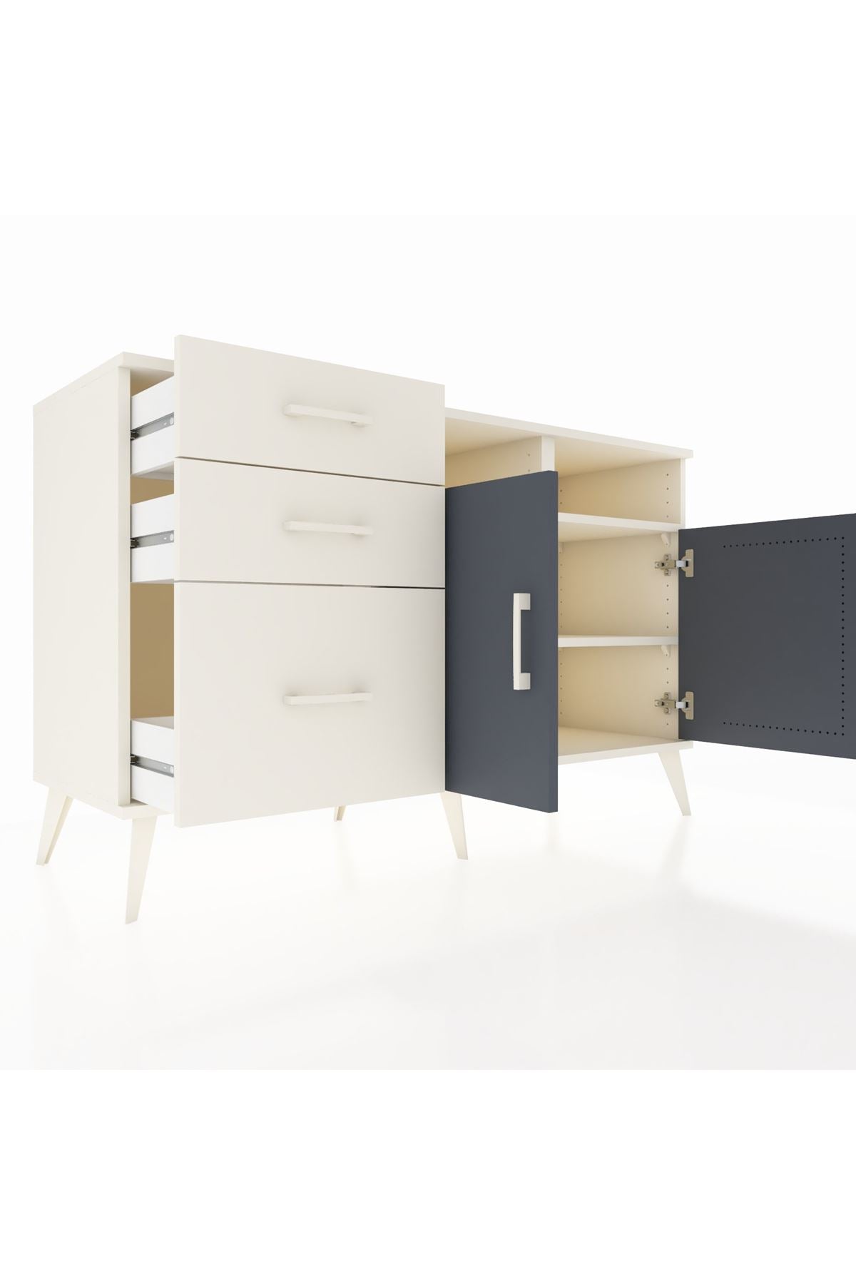 Kronos Konsol 4 Raflı 3 Çekmeceli 2 Kapaklı 132x59x83 - S606M048V07C