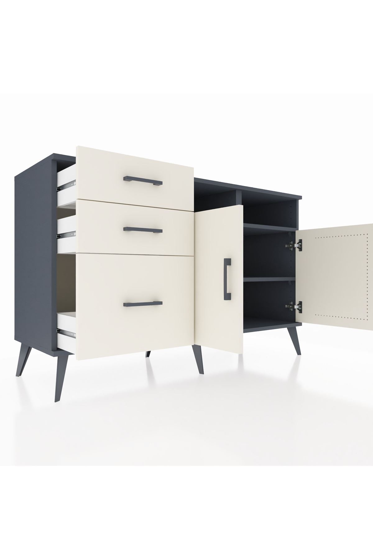 Kronos Konsol 4 Raflı 3 Çekmeceli 2 Kapaklı 132x59x83 - S606M048V13C