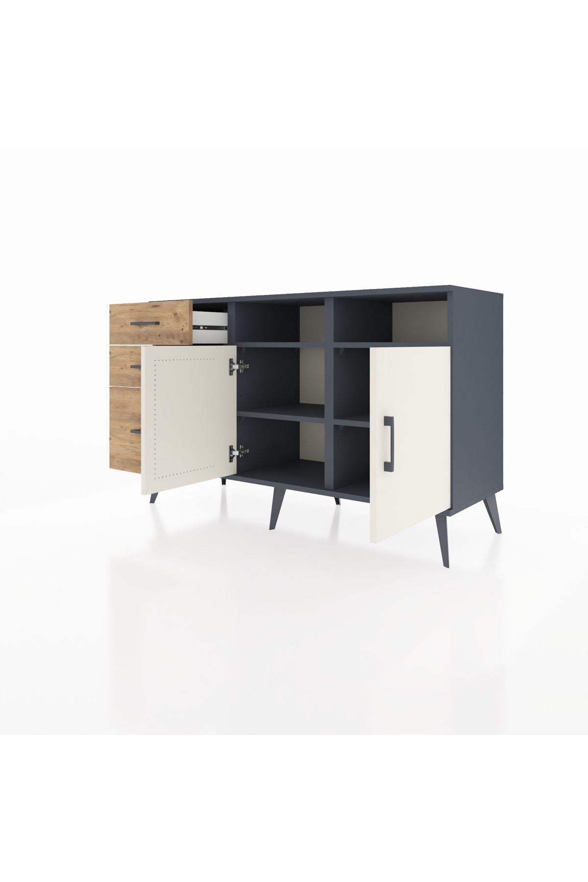 Kronos Konsol 4 Raflı 3 Çekmeceli 2 Kapaklı 132x59x83 - S606M048V15C
