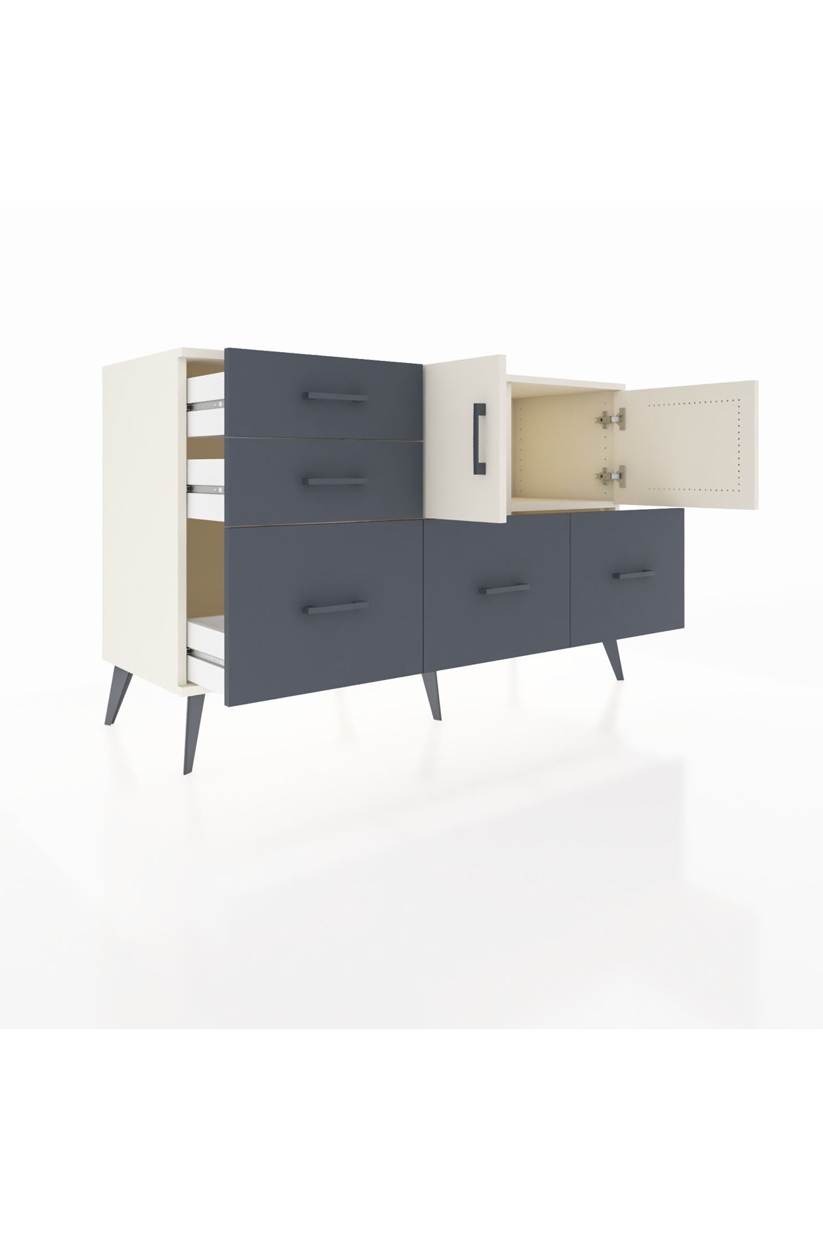 Kronos Konsol 2 Raflı 5 Çekmeceli 2 Kapaklı 132x59x83 - S606M049V05C