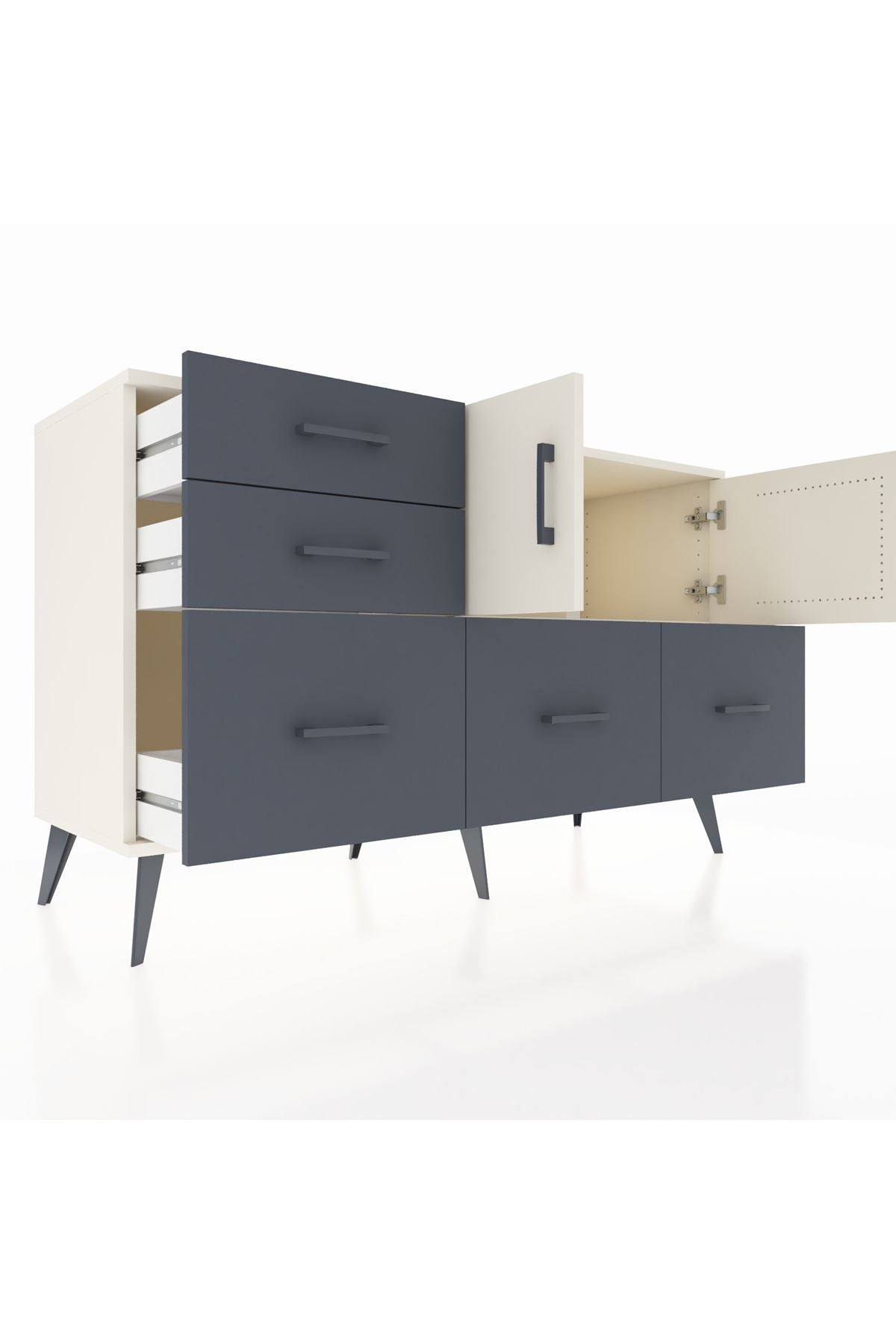 Kronos Konsol 2 Raflı 5 Çekmeceli 2 Kapaklı 132x59x83 - S606M049V05C
