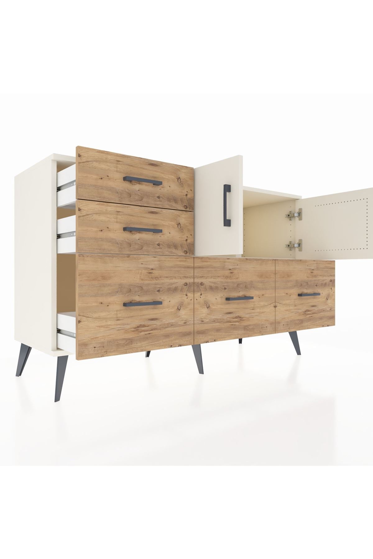 Kronos Konsol 2 Raflı 5 Çekmeceli 2 Kapaklı 132x59x83 - S606M049V06C