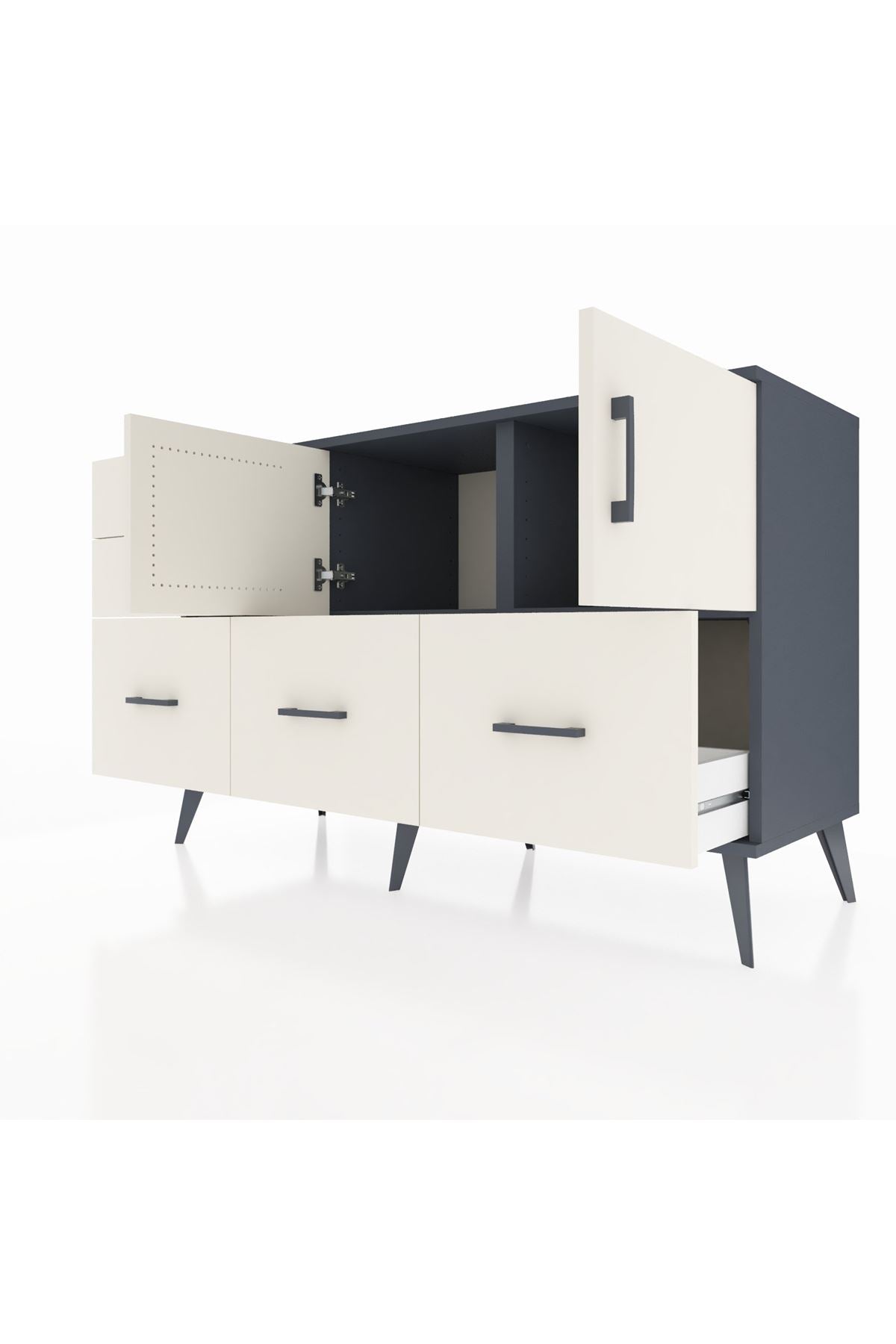 Kronos Konsol 2 Raflı 5 Çekmeceli 2 Kapaklı 132x59x83 - S606M049V13C