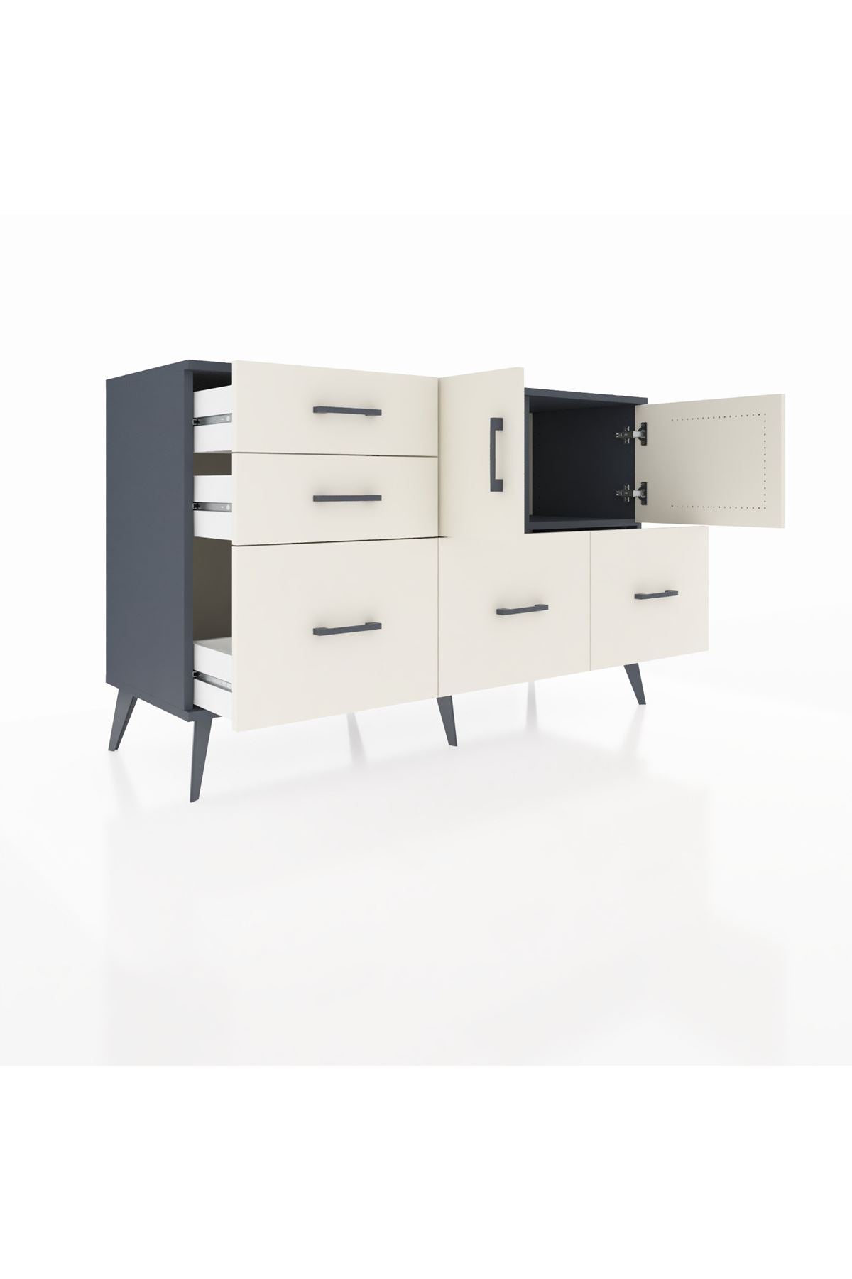 Kronos Konsol 2 Raflı 5 Çekmeceli 2 Kapaklı 132x59x83 - S606M049V13C