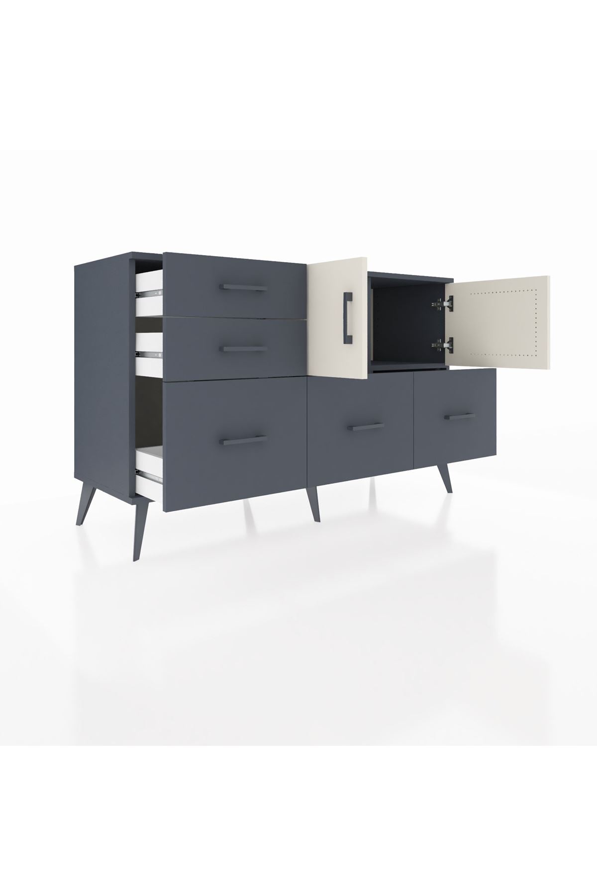 Kronos Konsol 2 Raflı 5 Çekmeceli 2 Kapaklı 132x59x83 - S606M049V14C