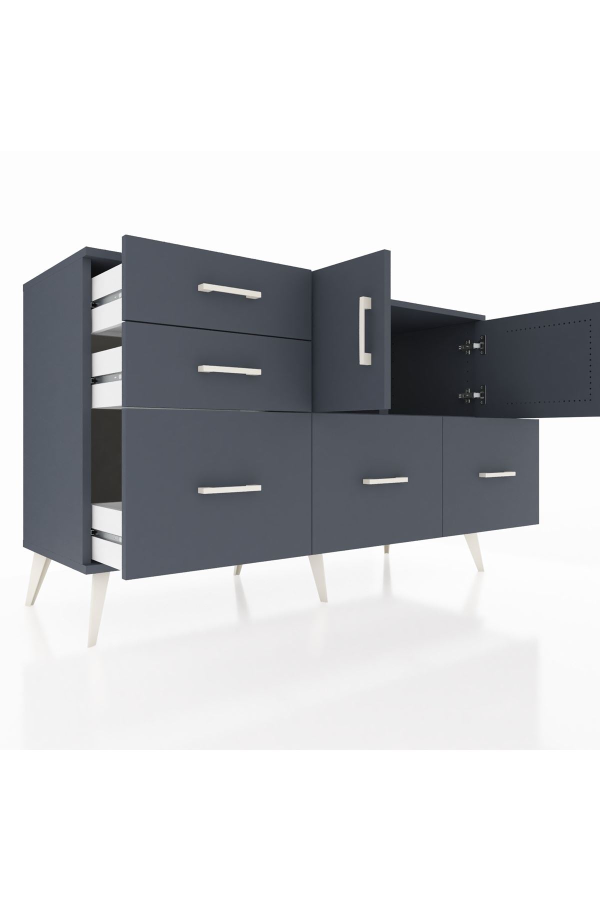 Kronos Konsol 2 Raflı 5 Çekmeceli 2 Kapaklı 132x59x83 - S606M049V17C