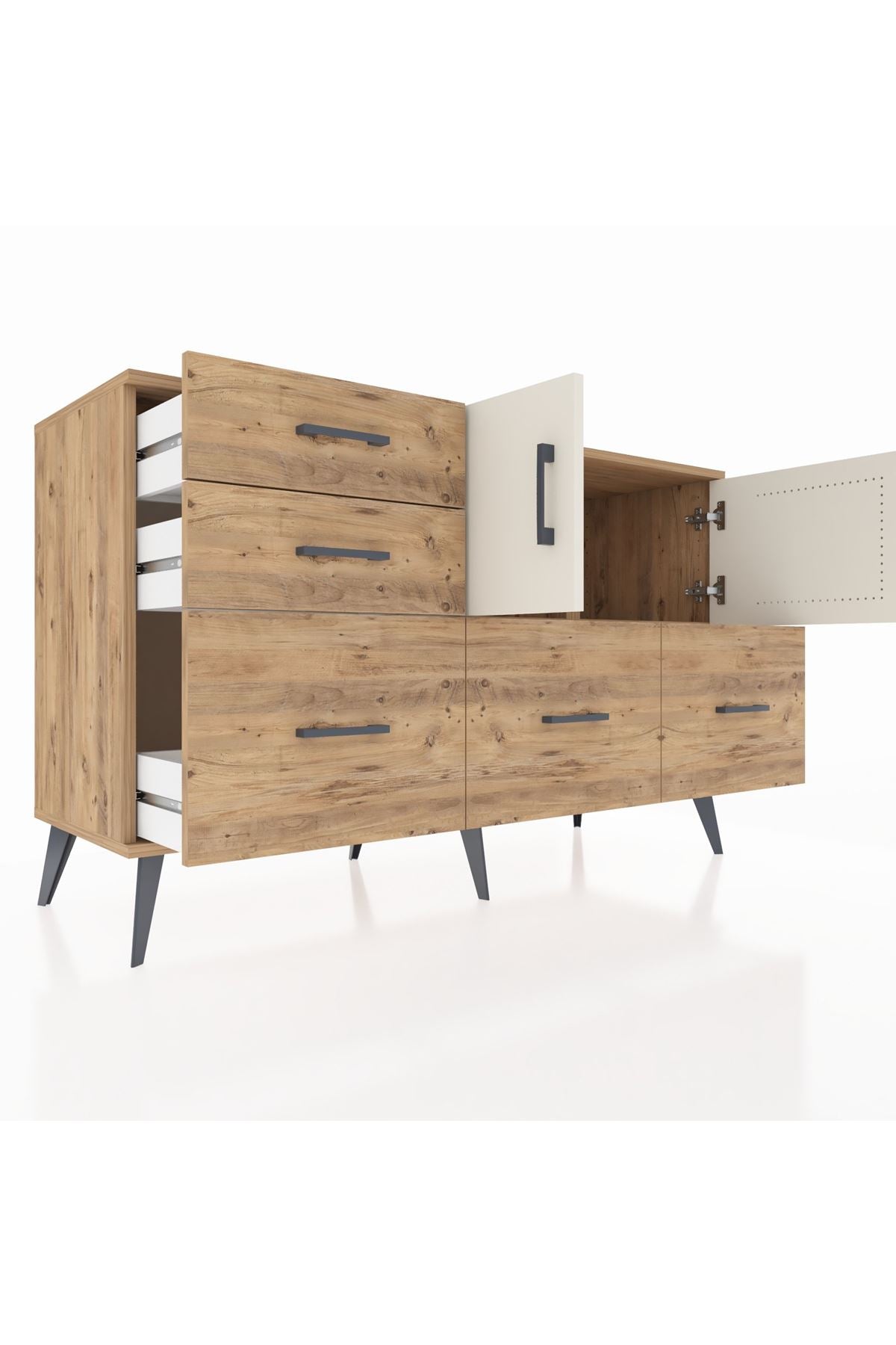 Kronos Konsol 2 Raflı 5 Çekmeceli 2 Kapaklı 132x59x83 - S606M049V24C