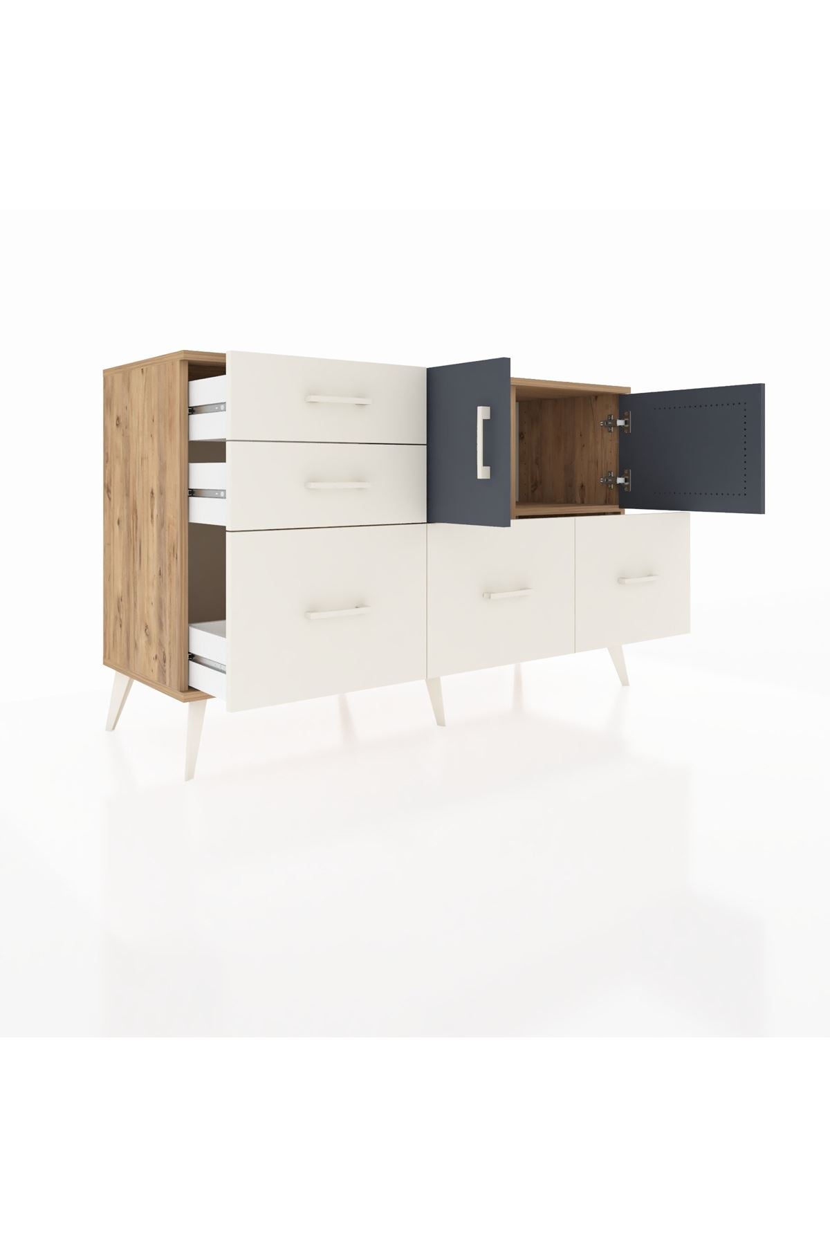 Kronos Konsol 2 Raflı 5 Çekmeceli 2 Kapaklı 132x59x83 - S606M049V25C