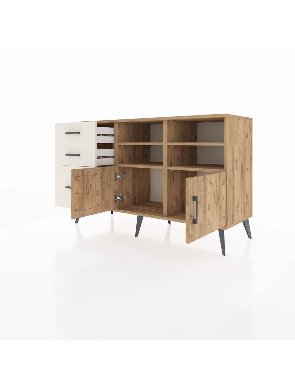 Kronos Konsol 4 Raflı 3 Çekmeceli 2 Kapaklı 132x59x83 - S606M050V19C