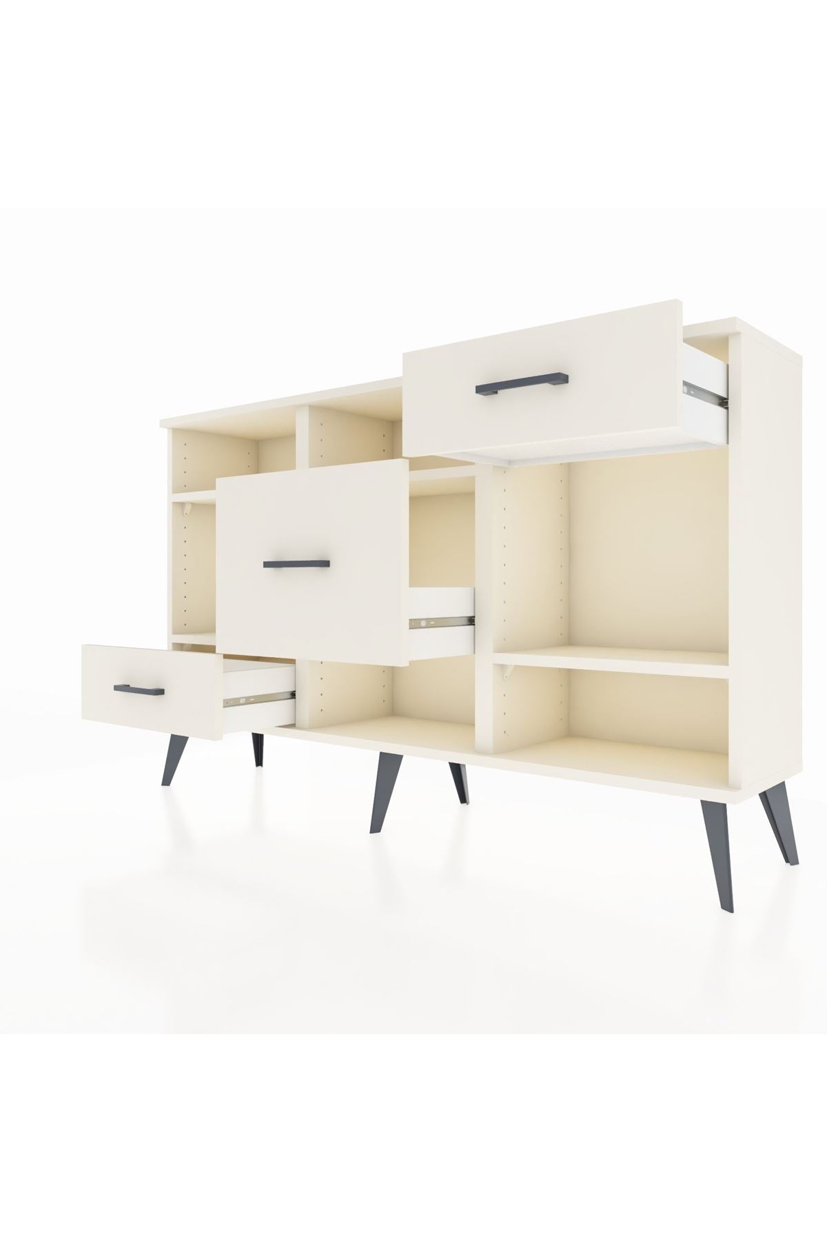 Arges Konsol 4 Raflı 3 Çekmeceli 132x30x83 - S144M001V04A
