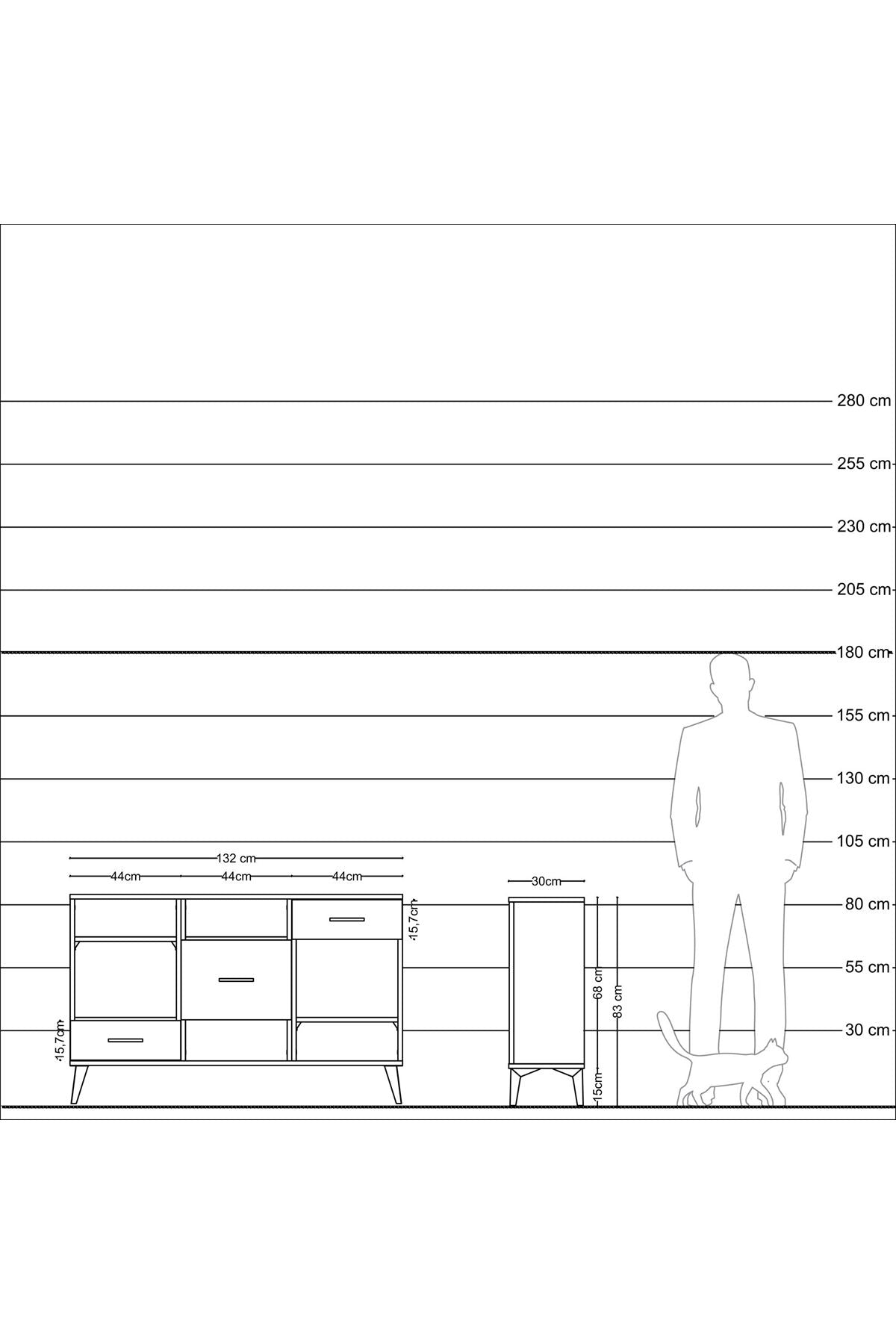 Arges Konsol 4 Raflı 3 Çekmeceli 132x30x83 - S144M001V04A