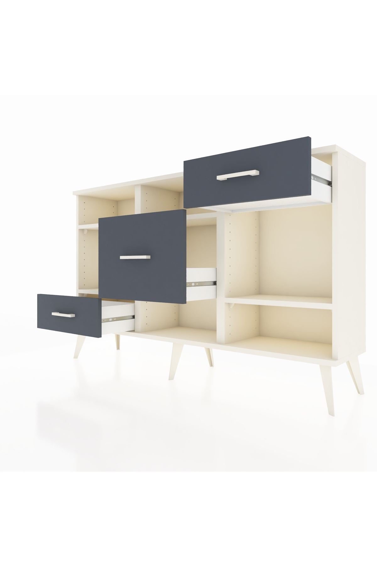 Arges Konsol 4 Raflı 3 Çekmeceli 132x30x83 - S144M001V05A