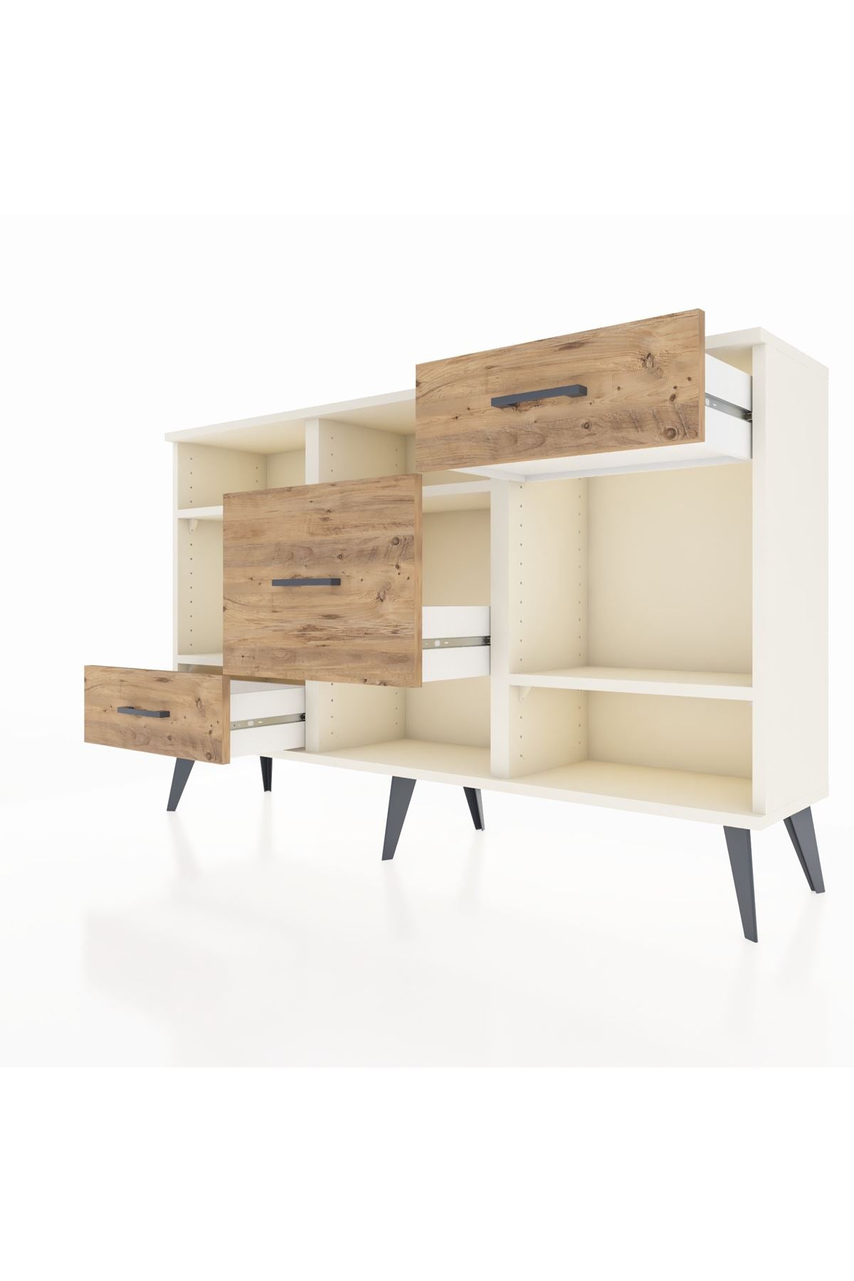 Arges Konsol 4 Raflı 3 Çekmeceli 132x30x83 - S144M001V06A
