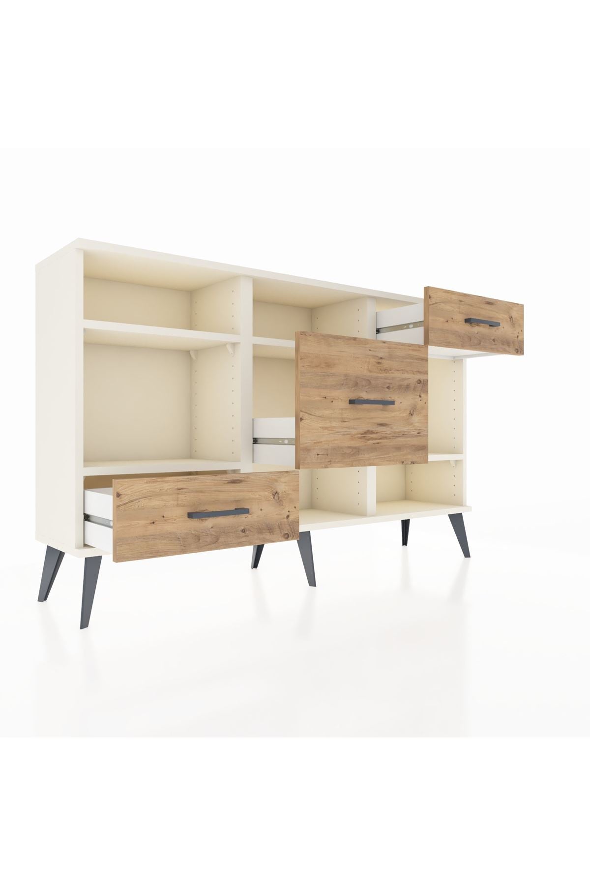 Arges Konsol 4 Raflı 3 Çekmeceli 132x30x83 - S144M001V06A