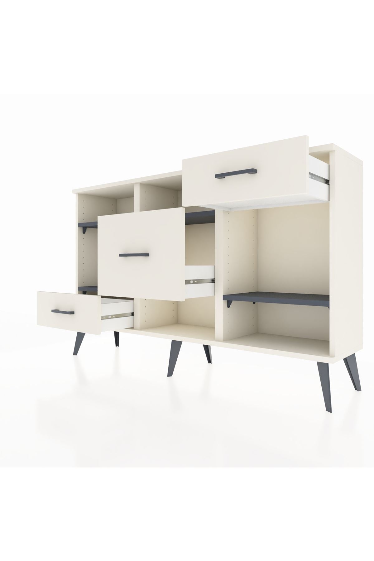 Arges Konsol 4 Raflı 3 Çekmeceli 132x30x83 - S144M001V07A