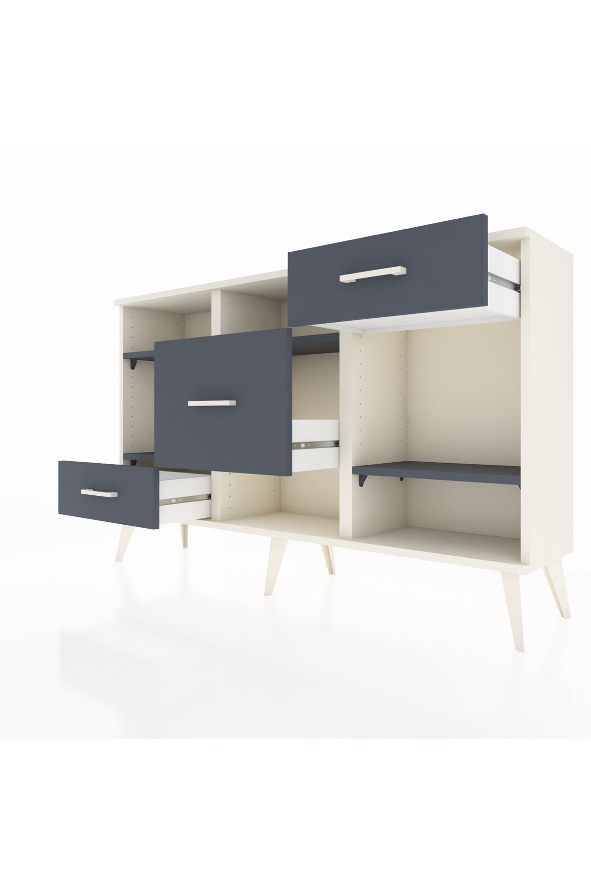 Arges Konsol 4 Raflı 3 Çekmeceli 132x30x83 - S144M001V08A