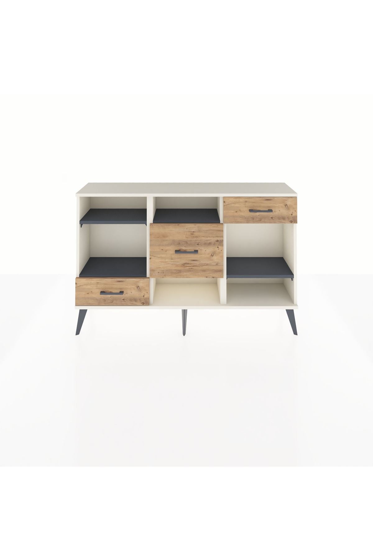 Arges Konsol 4 Raflı 3 Çekmeceli 132x30x83 - S144M001V09A
