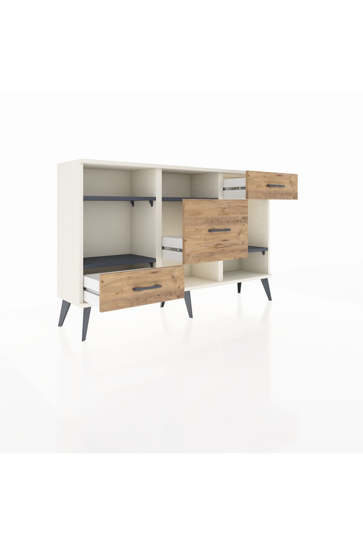 Arges Konsol 4 Raflı 3 Çekmeceli 132x30x83 - S144M001V09A