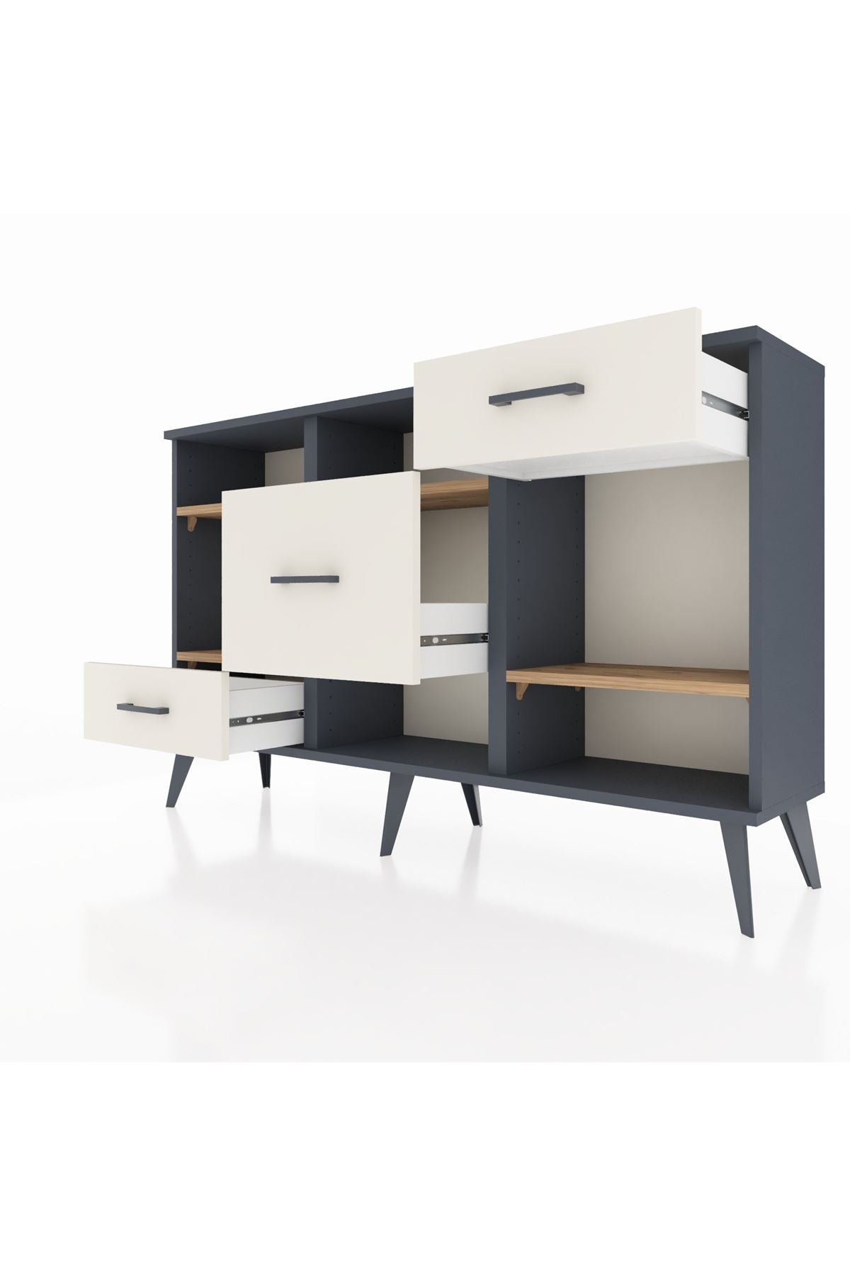 Arges Konsol 4 Raflı 3 Çekmeceli 132x30x83 - S144M001V10A