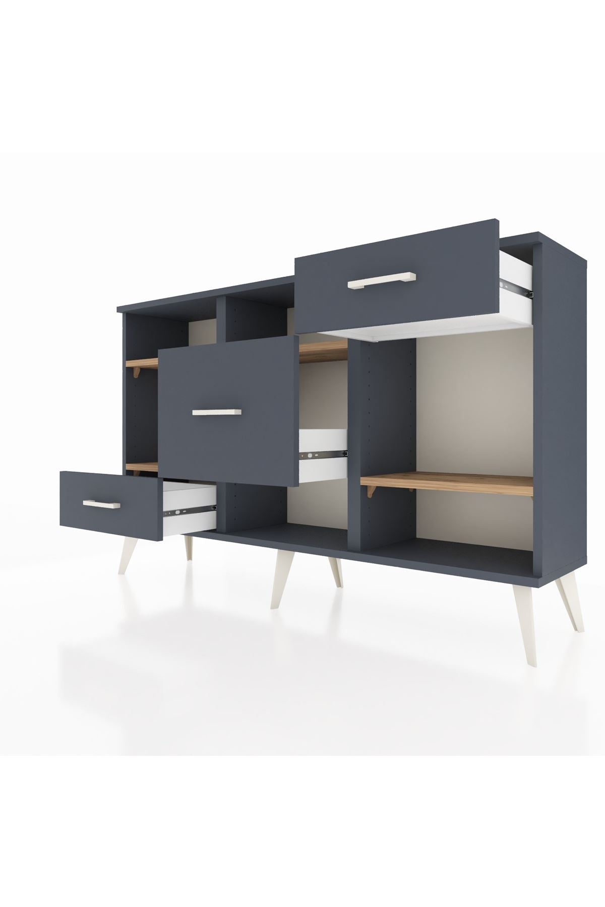 Arges Konsol 4 Raflı 3 Çekmeceli 132x30x83 - S144M001V11A