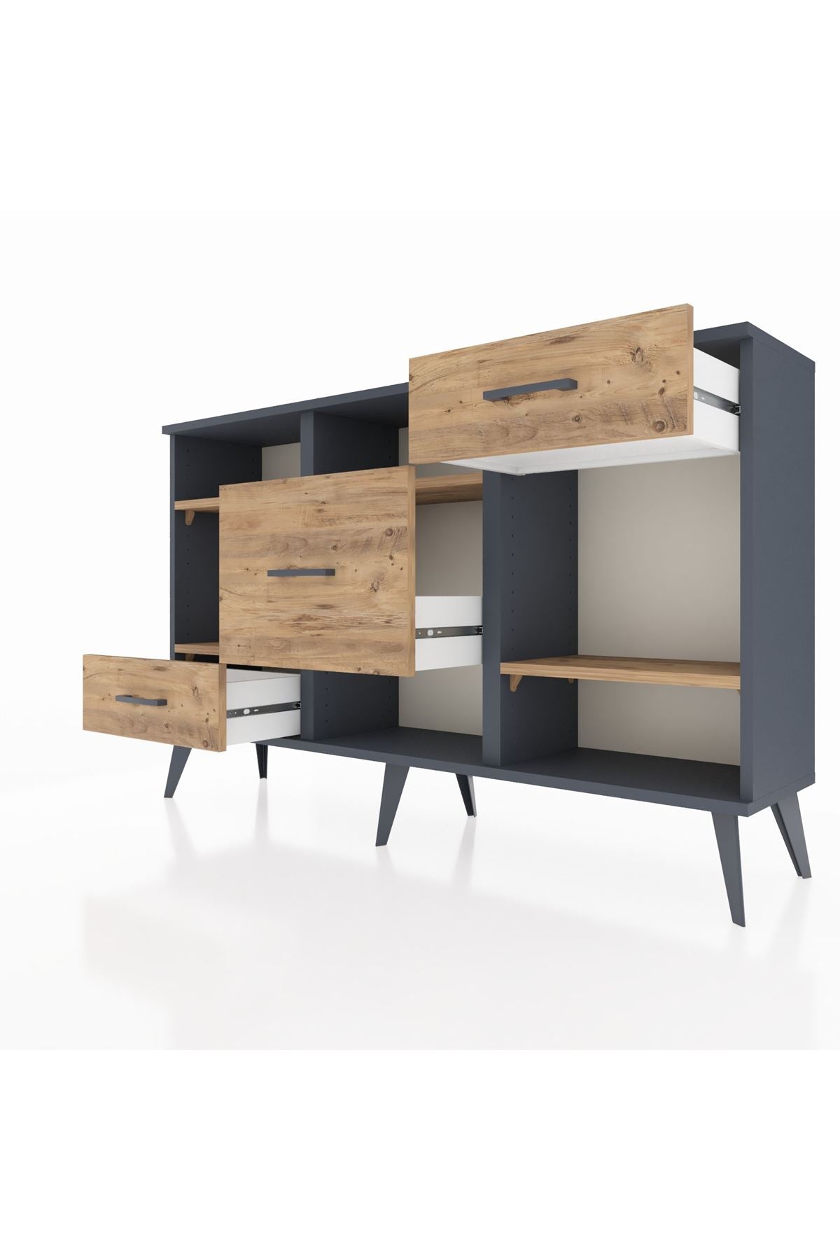 Arges Konsol 4 Raflı 3 Çekmeceli 132x30x83 - S144M001V12A