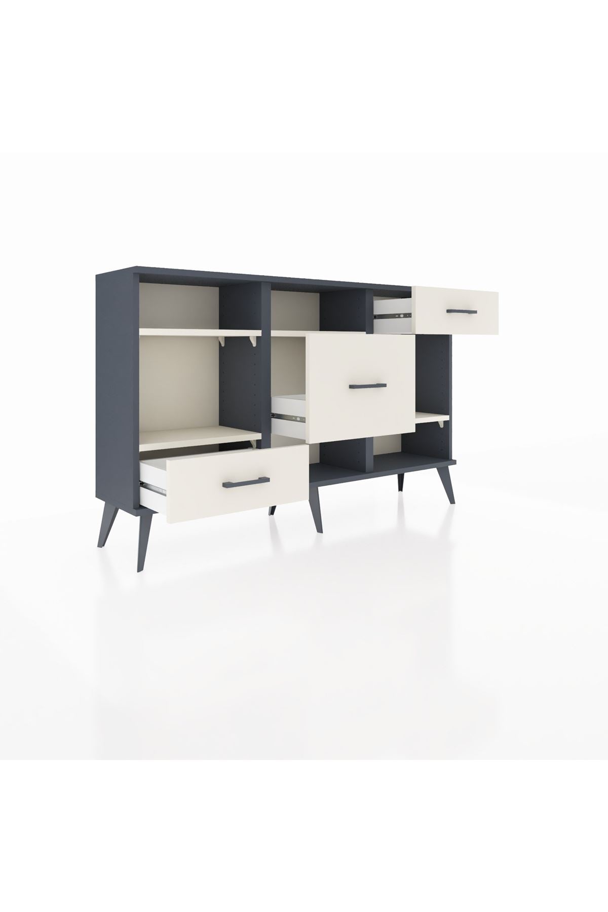 Arges Konsol 4 Raflı 3 Çekmeceli 132x30x83 - S144M001V13A