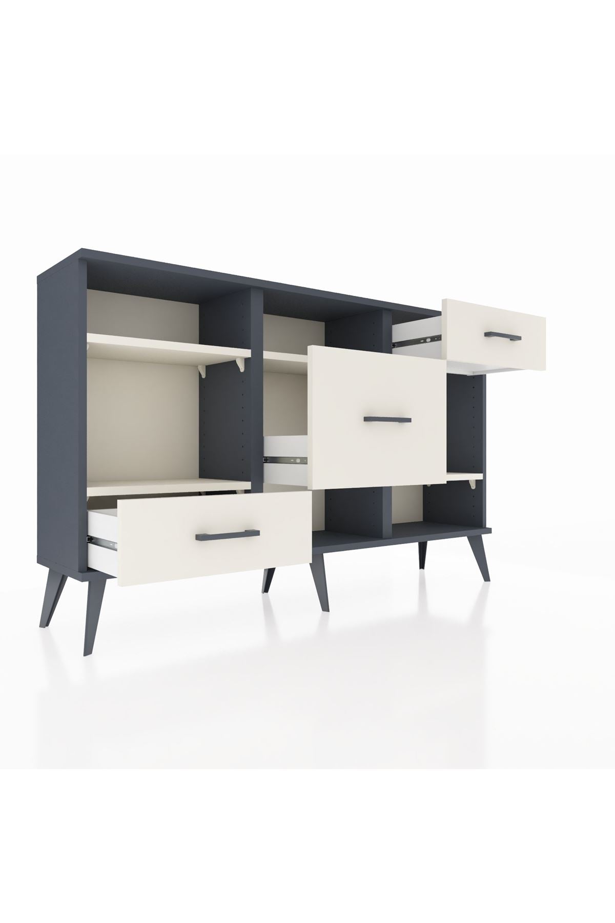Arges Konsol 4 Raflı 3 Çekmeceli 132x30x83 - S144M001V13A