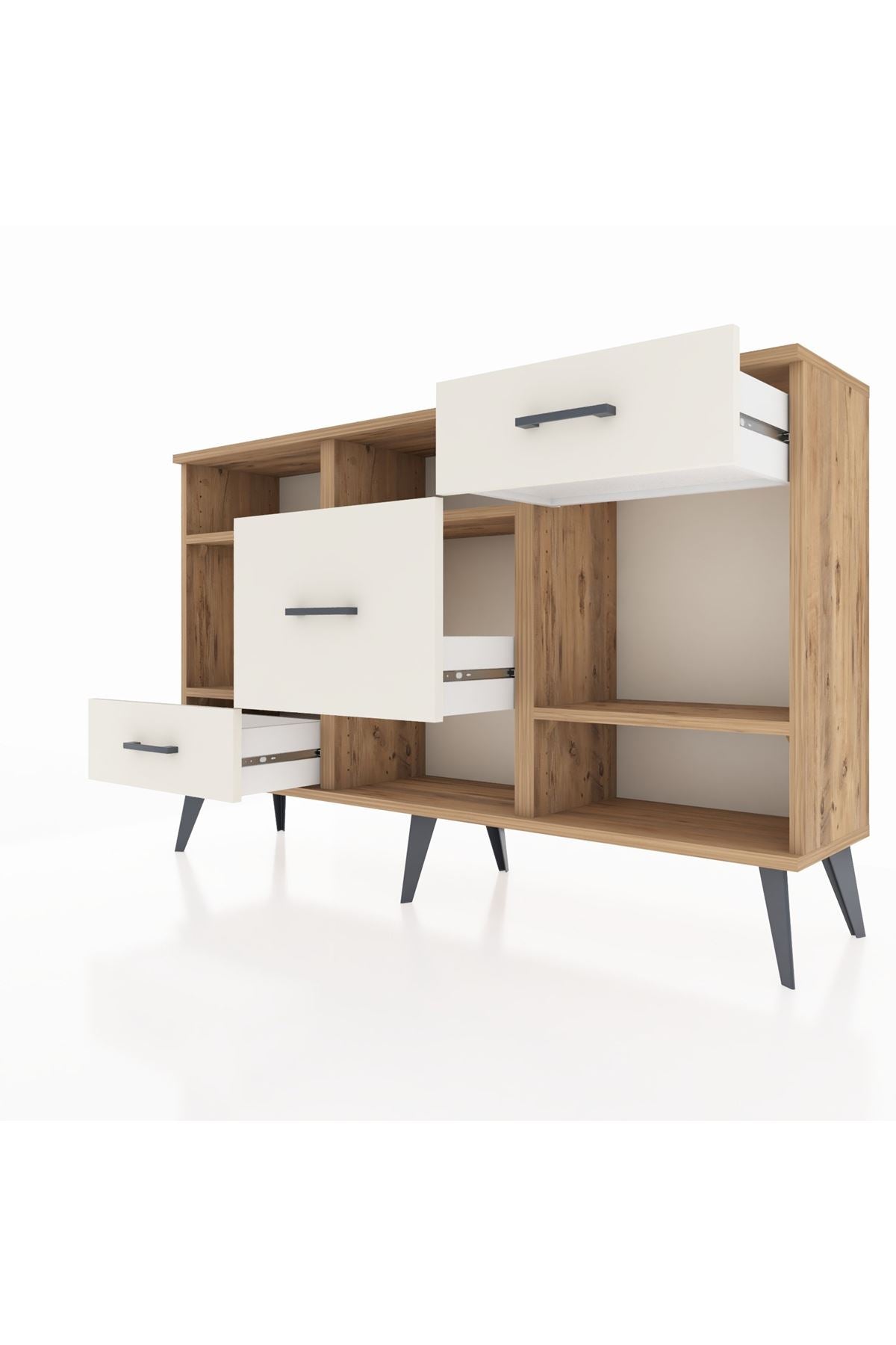 Arges Konsol 4 Raflı 3 Çekmeceli 132x30x83 - S144M001V19A