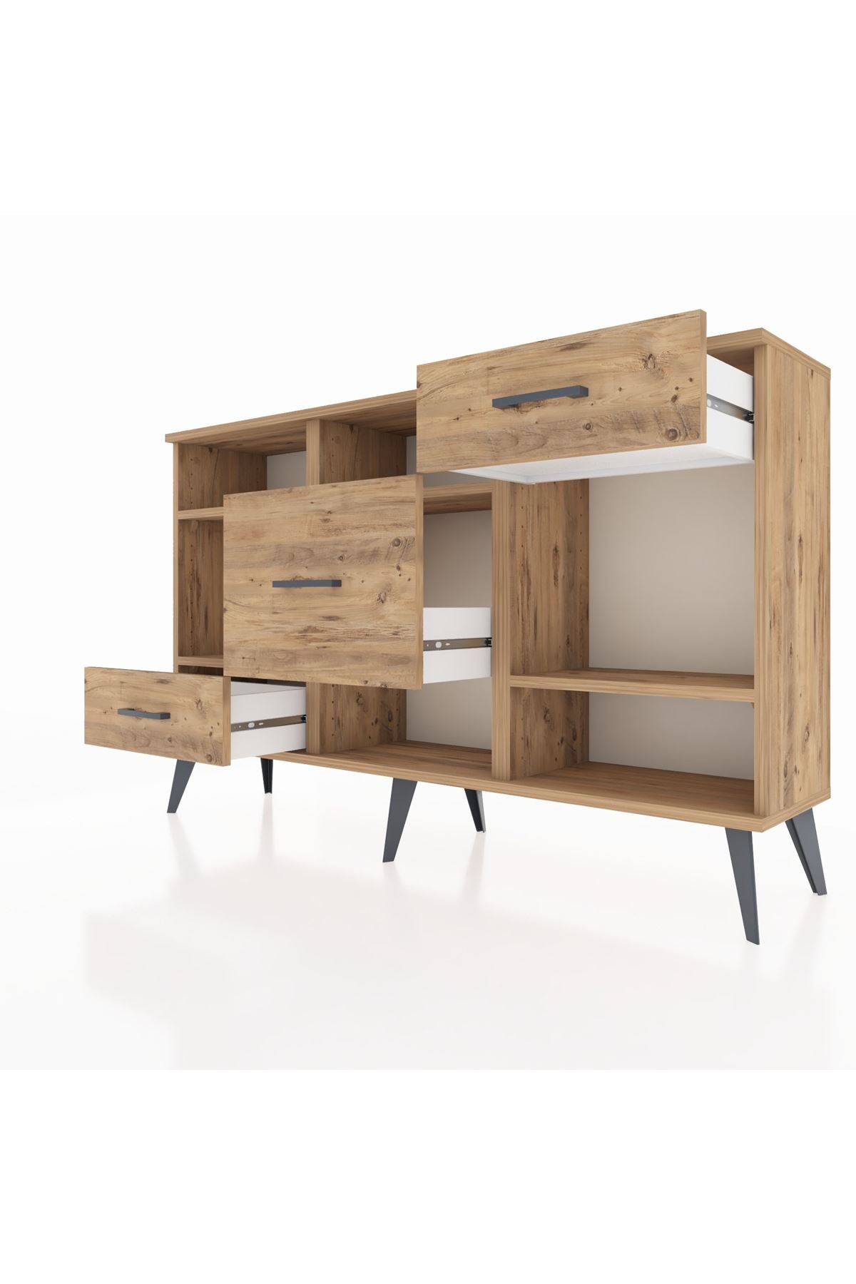 Arges Konsol 4 Raflı 3 Çekmeceli 132x30x83 - S144M001V21A