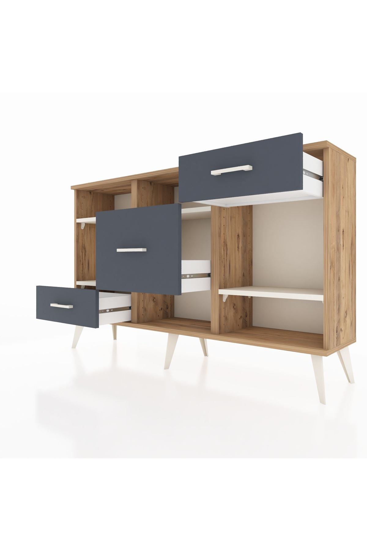 Arges Konsol 4 Raflı 3 Çekmeceli 132x30x83 - S144M001V23A