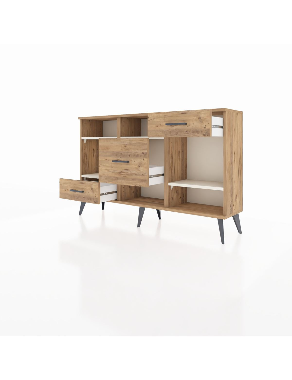 Arges Konsol 4 Raflı 3 Çekmeceli 132x30x83 - S144M001V24A