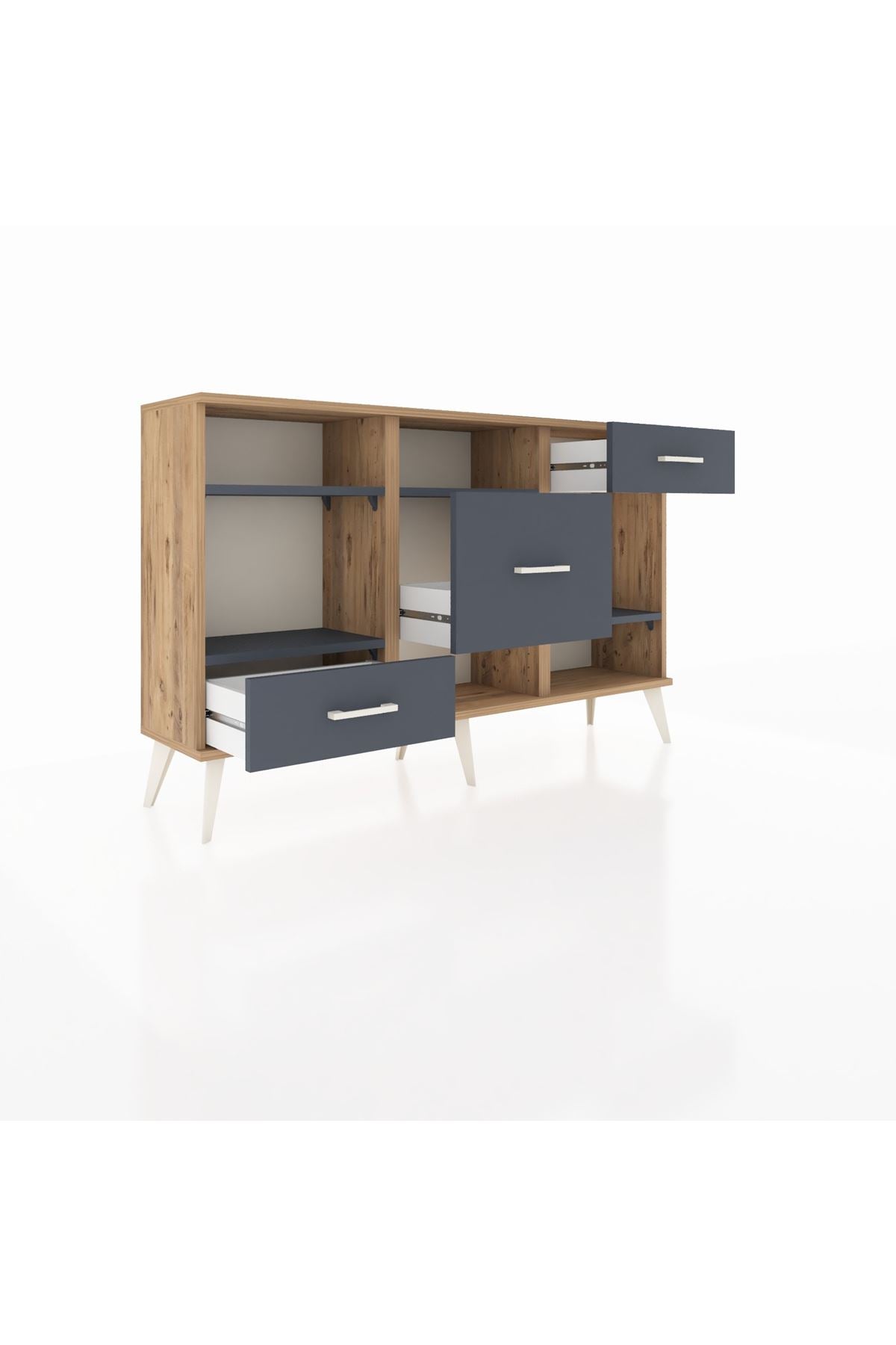 Arges Konsol 4 Raflı 3 Çekmeceli 132x30x83 - S144M001V26A