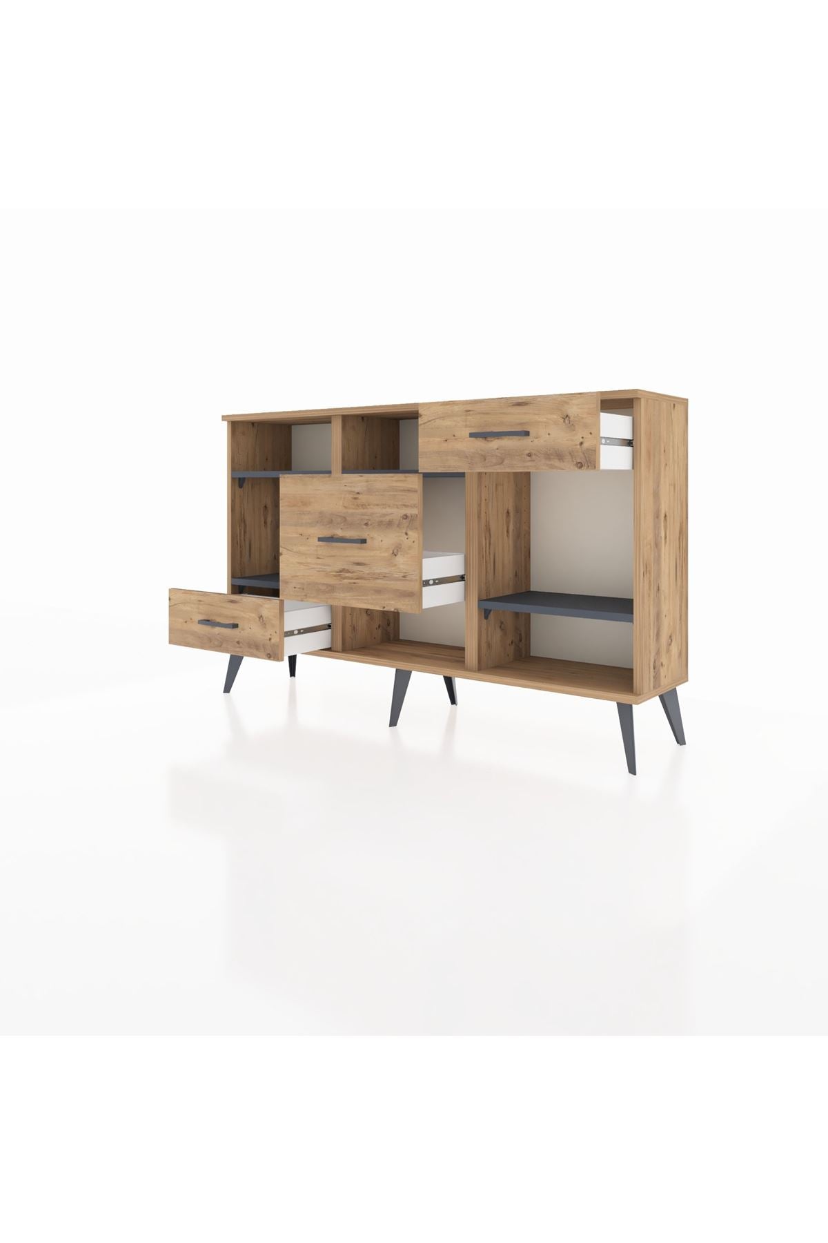 Arges Konsol 4 Raflı 3 Çekmeceli 132x30x83 - S144M001V27A