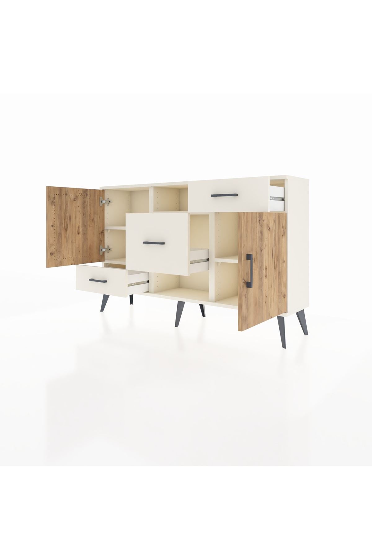 Arges Konsol 4 Raflı 3 Çekmeceli 2 Kapaklı 132x30x83 - S144M002V01A
