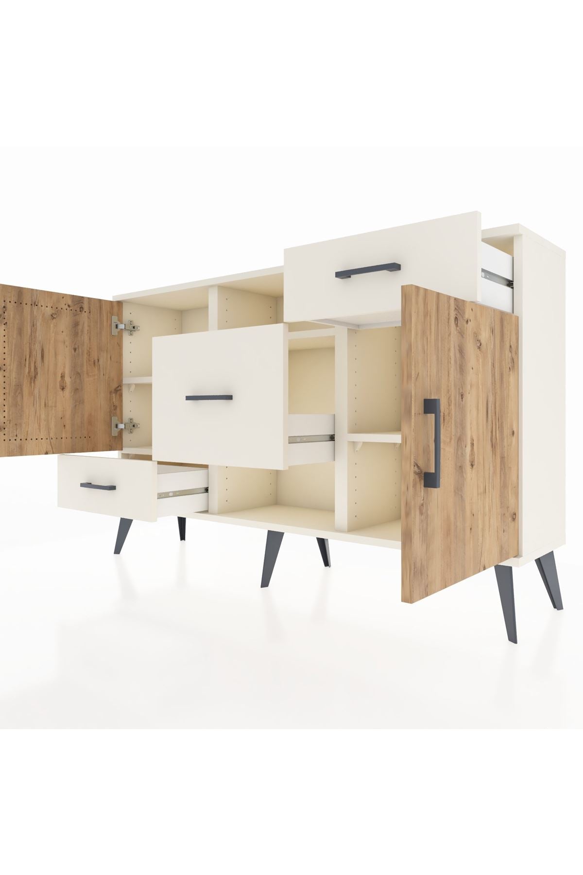 Arges Konsol 4 Raflı 3 Çekmeceli 2 Kapaklı 132x30x83 - S144M002V01A