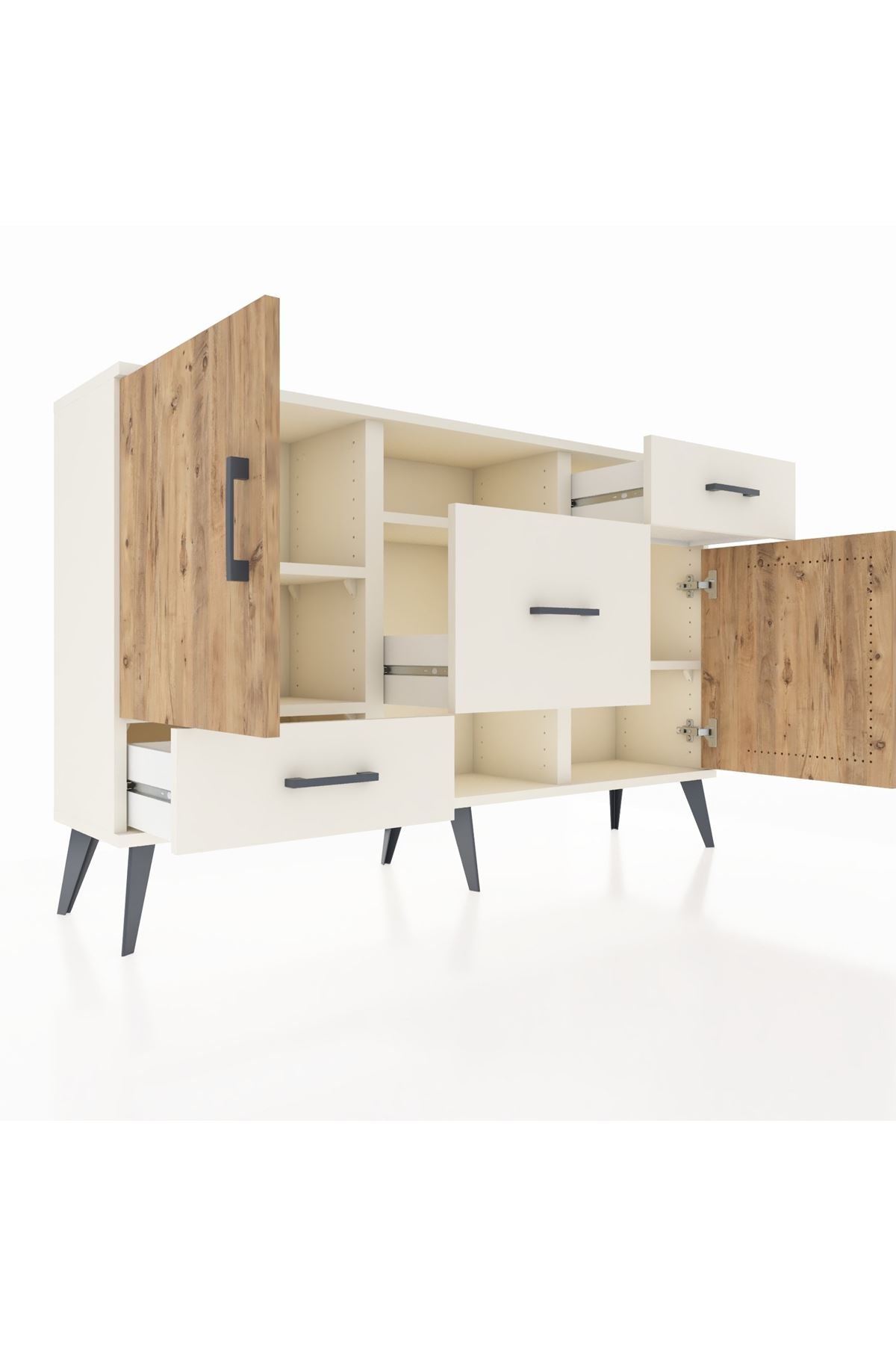 Arges Konsol 4 Raflı 3 Çekmeceli 2 Kapaklı 132x30x83 - S144M002V01A