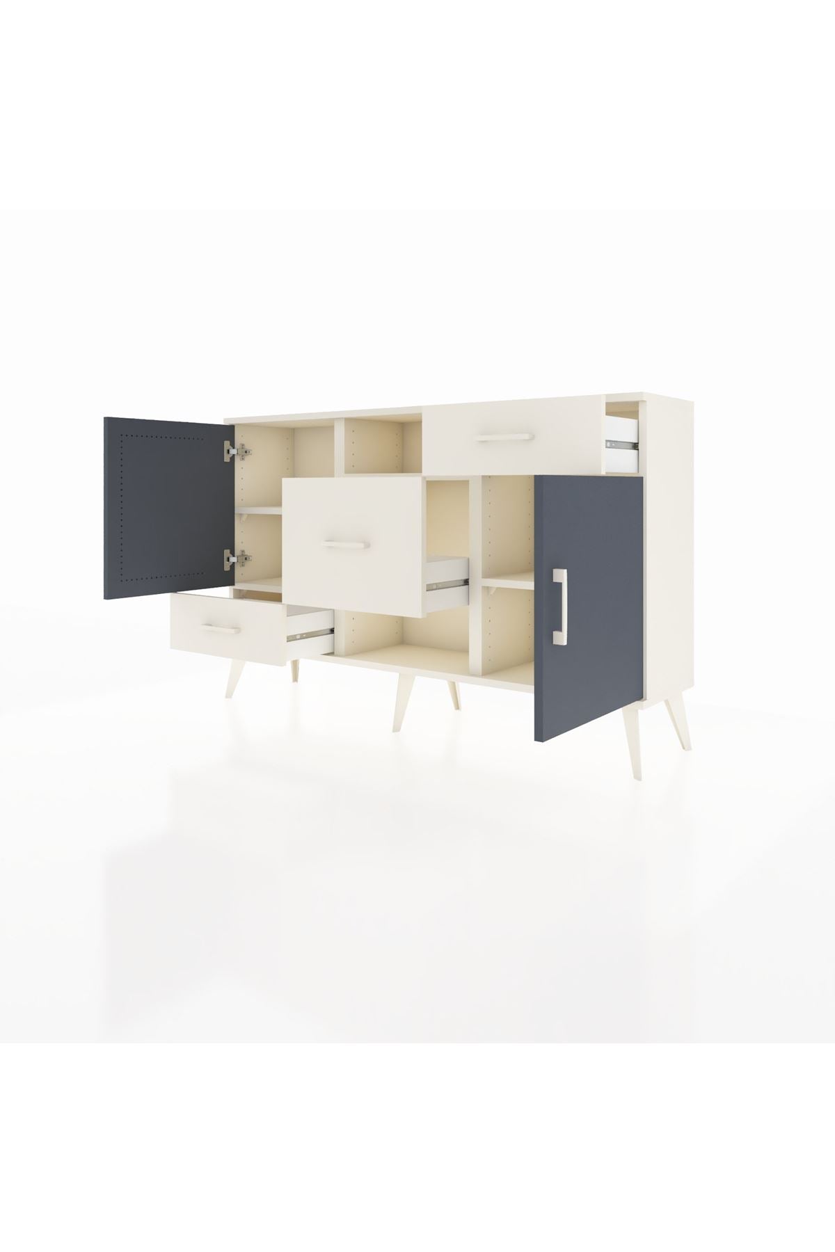 Arges Konsol 4 Raflı 3 Çekmeceli 2 Kapaklı 132x30x83 - S144M002V07A