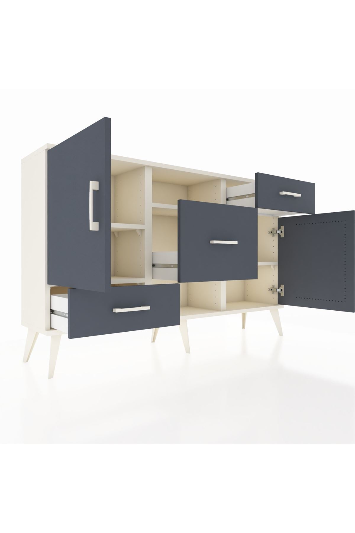 Arges Konsol 4 Raflı 3 Çekmeceli 2 Kapaklı 132x30x83 - S144M002V08A