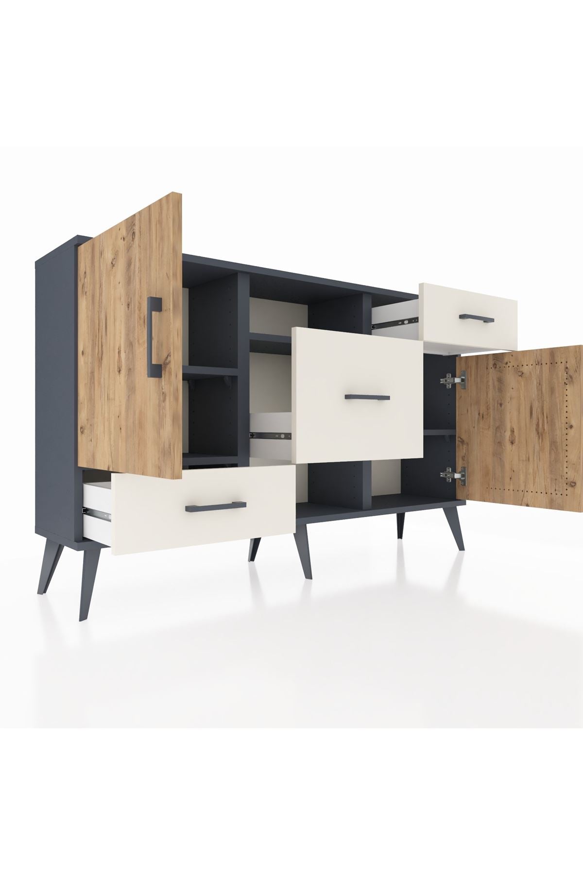 Arges Konsol 4 Raflı 3 Çekmeceli 2 Kapaklı 132x30x83 - S144M002V10A