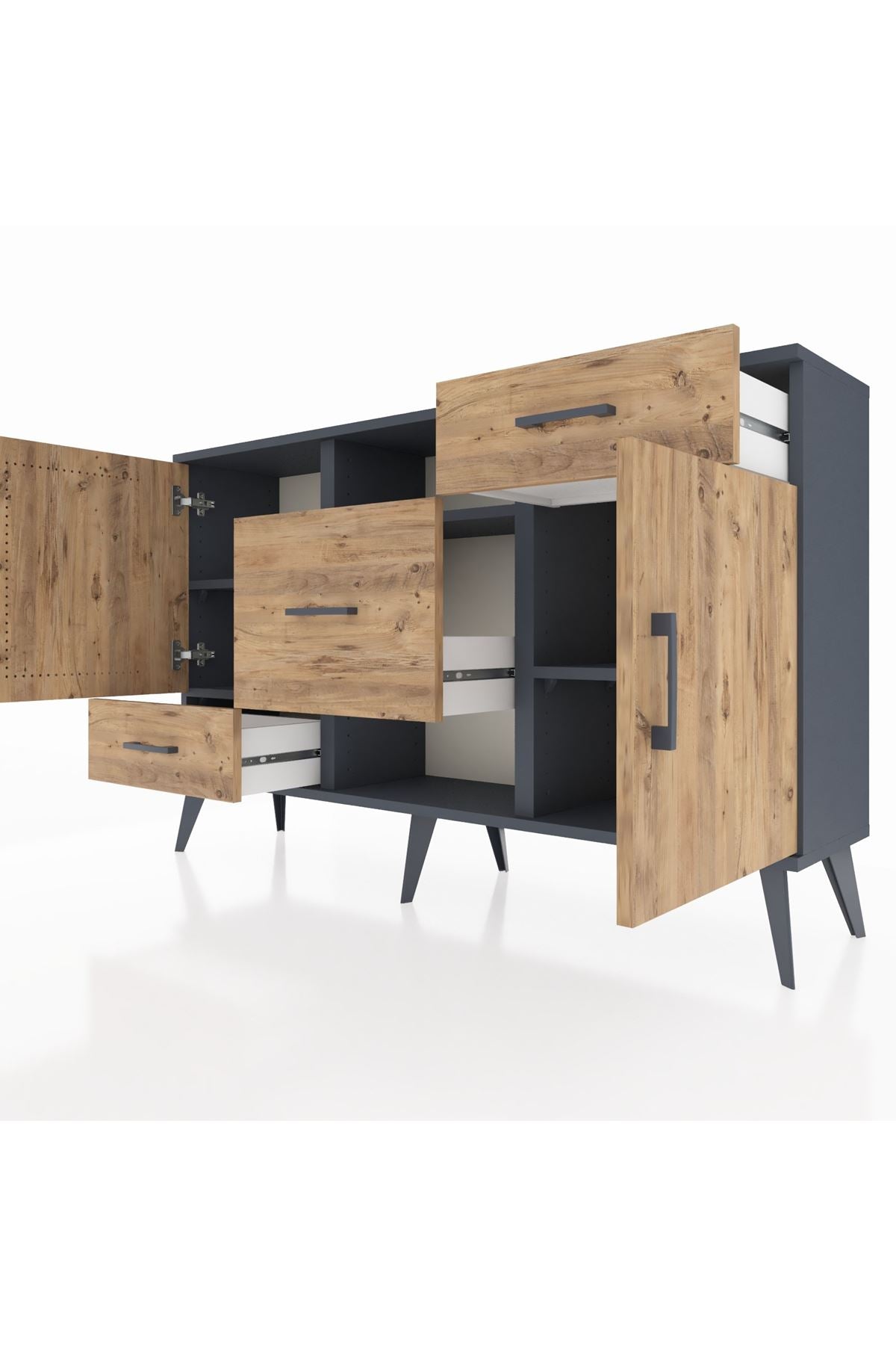 Arges Konsol 4 Raflı 3 Çekmeceli 2 Kapaklı 132x30x83 - S144M002V12A